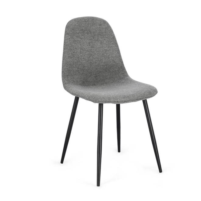 Set di 4 sedie IRELIA in tessuto grigio scuro e gambe in acciaio antracite, 44x53x84 cm