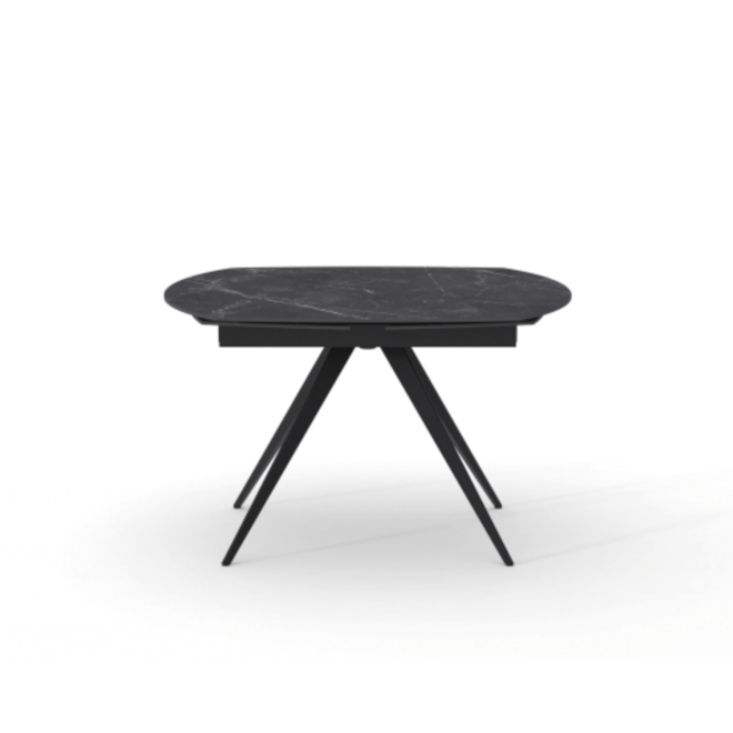 Tavolo LAVEZZI in ceramica, finitura effetto marmo nero e gambe in metallo antracite, allungabile 120x90 - 180x90 cm