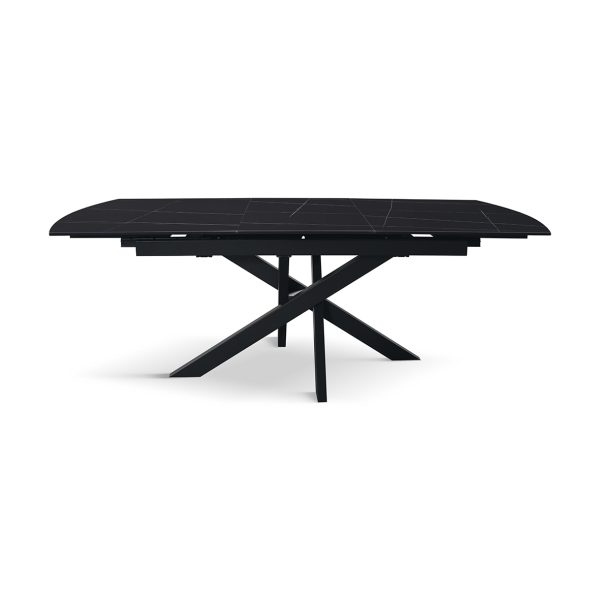 Tavolo MACEIRA in ceramica nero Sahara e gambe in metallo nero, allungabile 150x90 - 200x90 cm