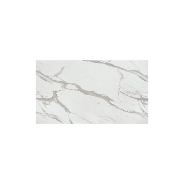 Tavolo AMALFI in legno effetto bianco statuario e gambe incrociate bianche, allungabile 160×90 cm – 240×90 cm