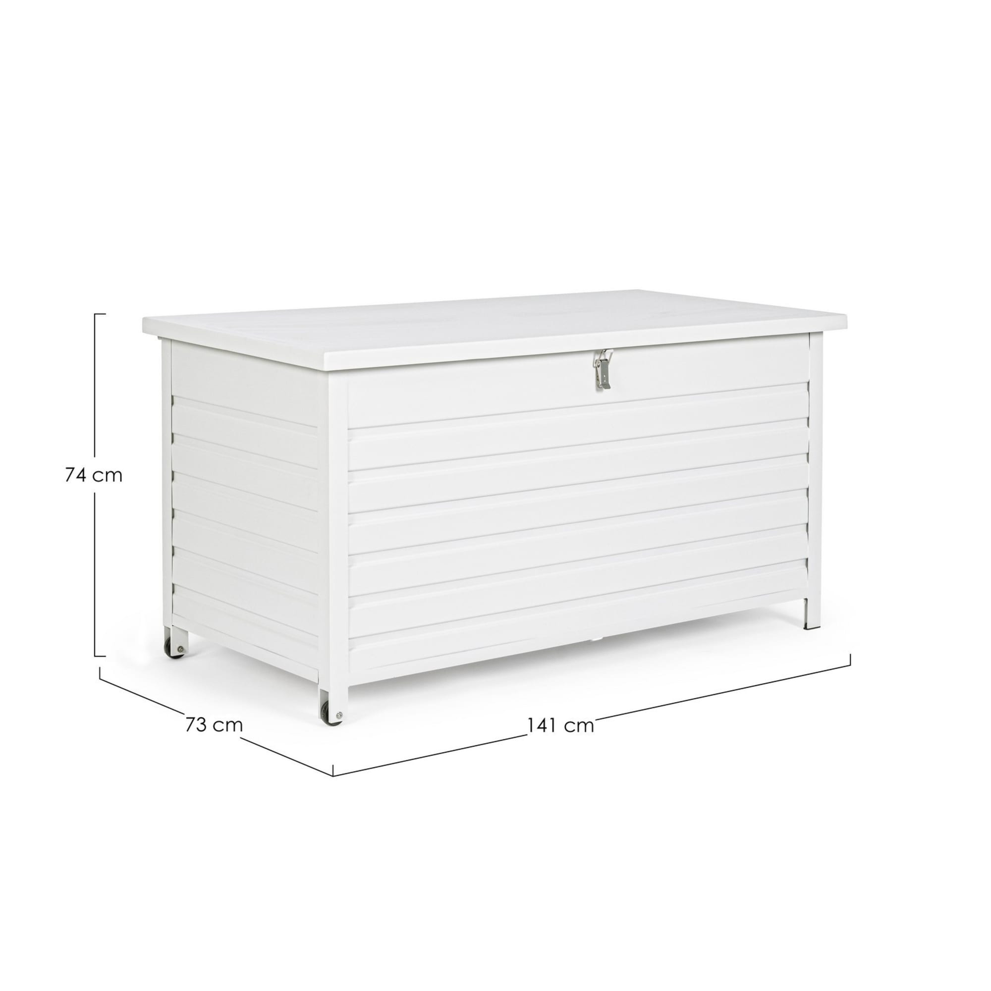 Baule da giardino BURGOS in alluminio bianco, con ruote