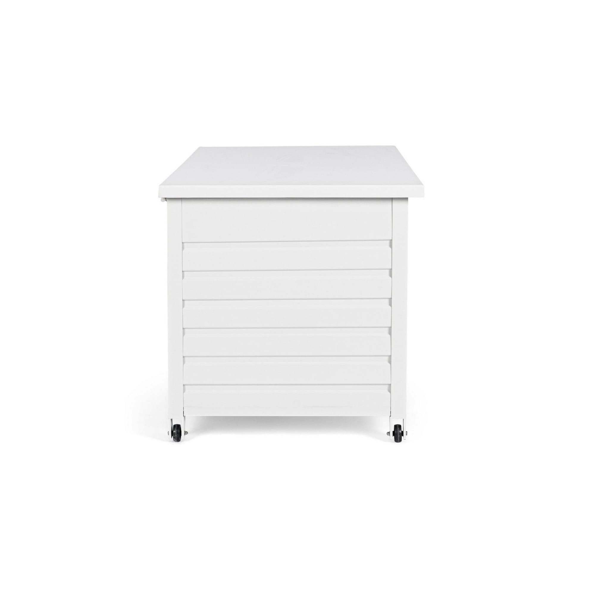 Baule da giardino BURGOS in alluminio bianco, con ruote