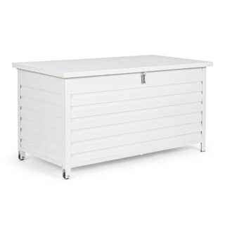 Baule da giardino BURGOS in alluminio bianco, con ruote