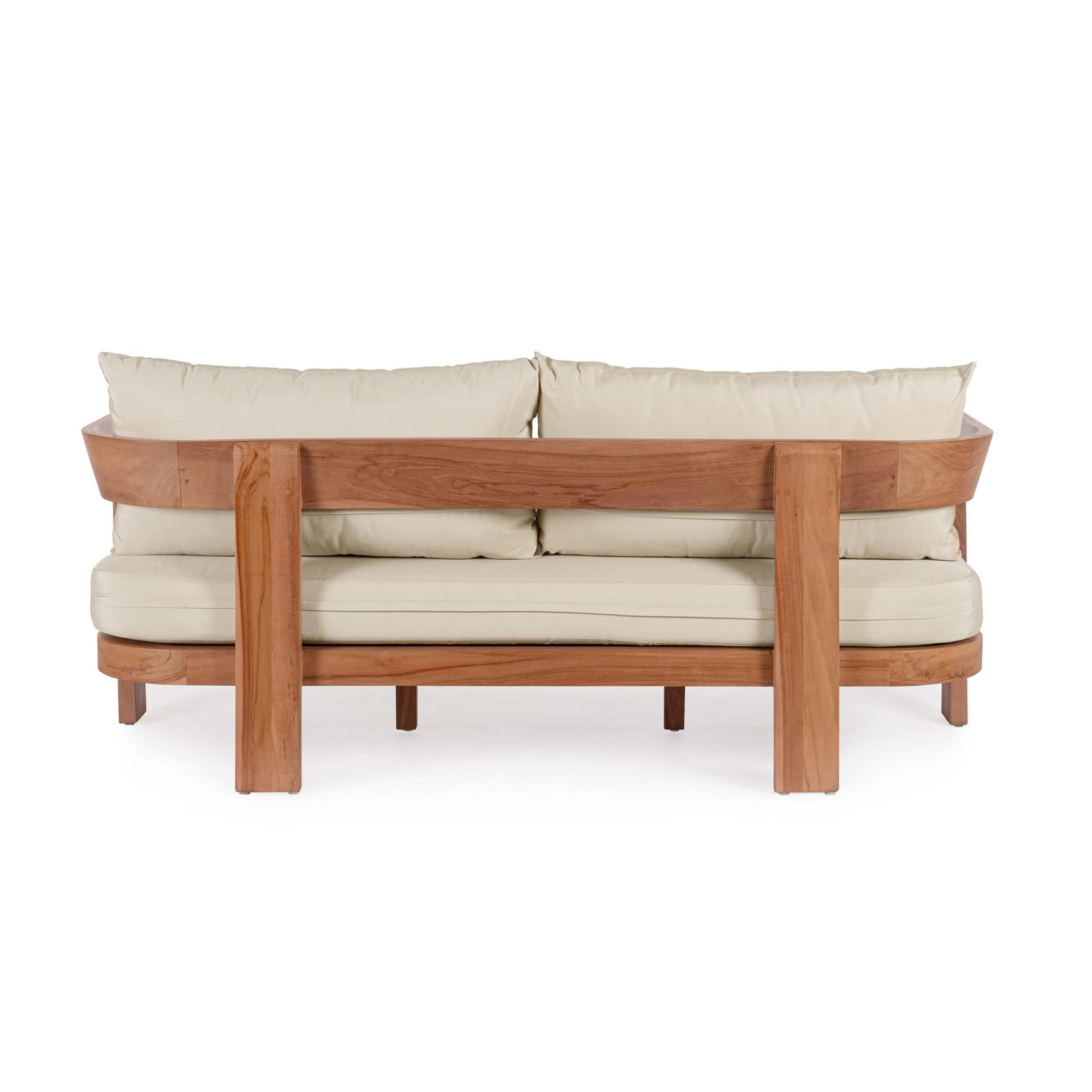 Divano a 3 posti NOJA in legno teak e tessuto beige