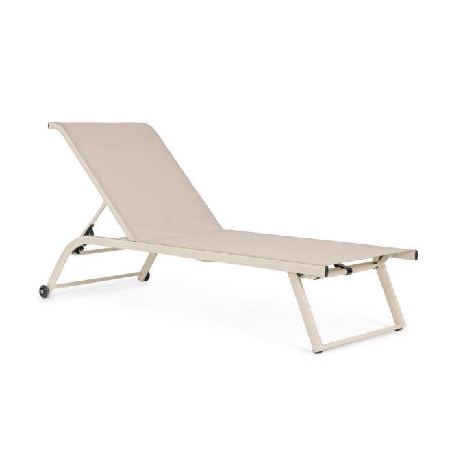 Set 2 lettini da giardino TAYLOR in textilene e struttura in alluminio beige