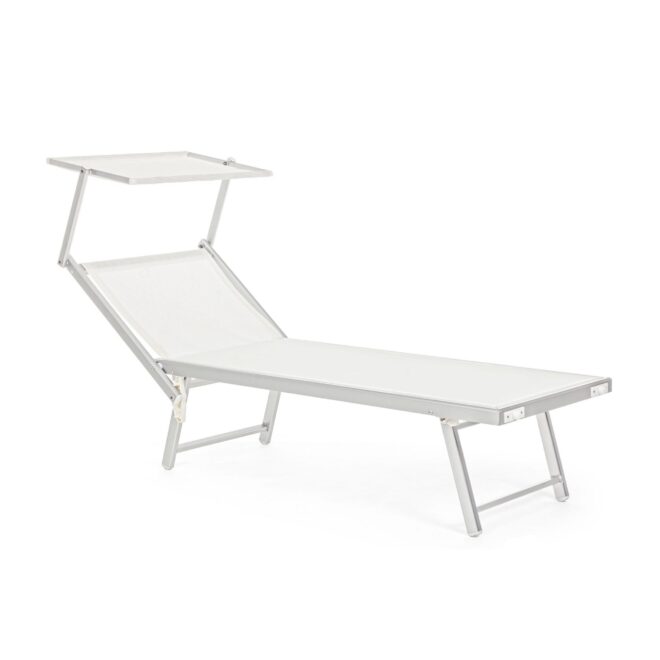 Set di 2 lettini prendisole TURQUETA in alluminio e textilene bianco, pieghevole