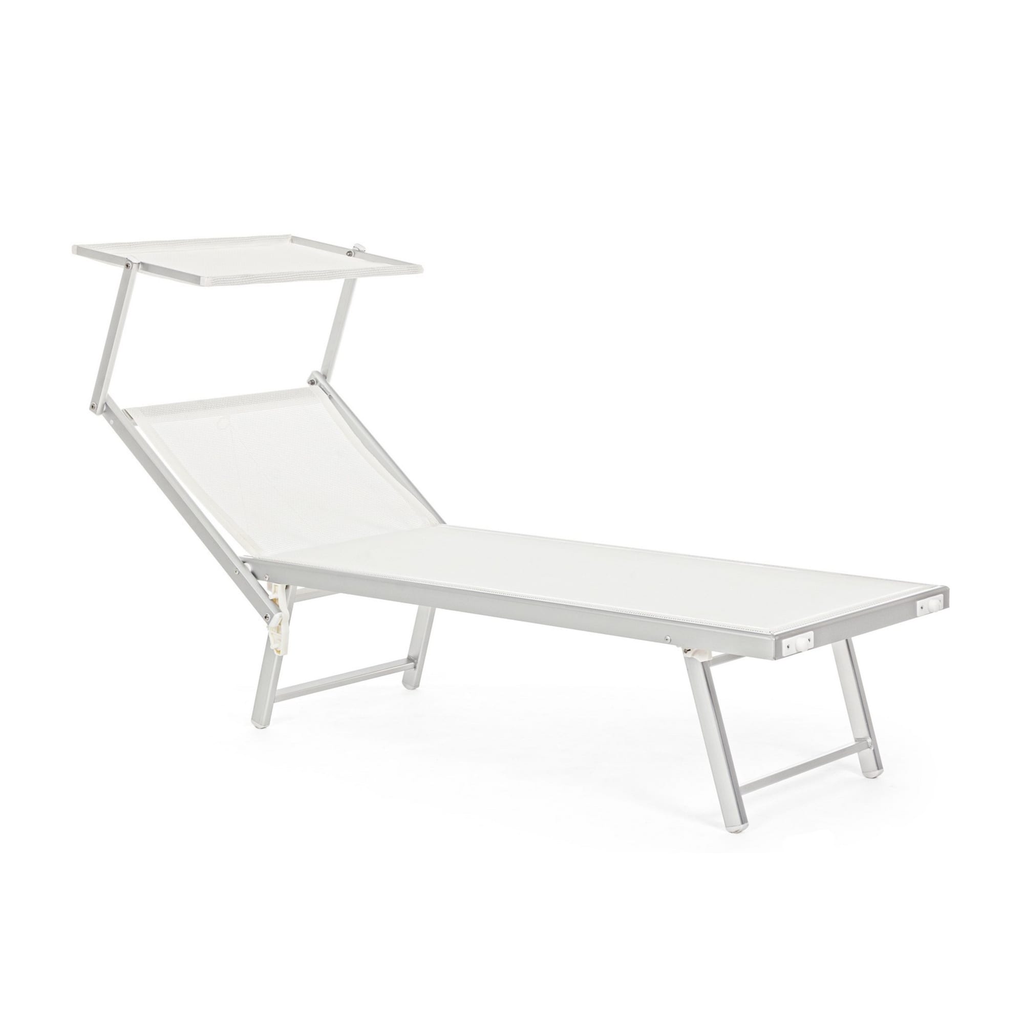 Set di 2 lettini prendisole TURQUETA in alluminio e textilene bianco, pieghevole