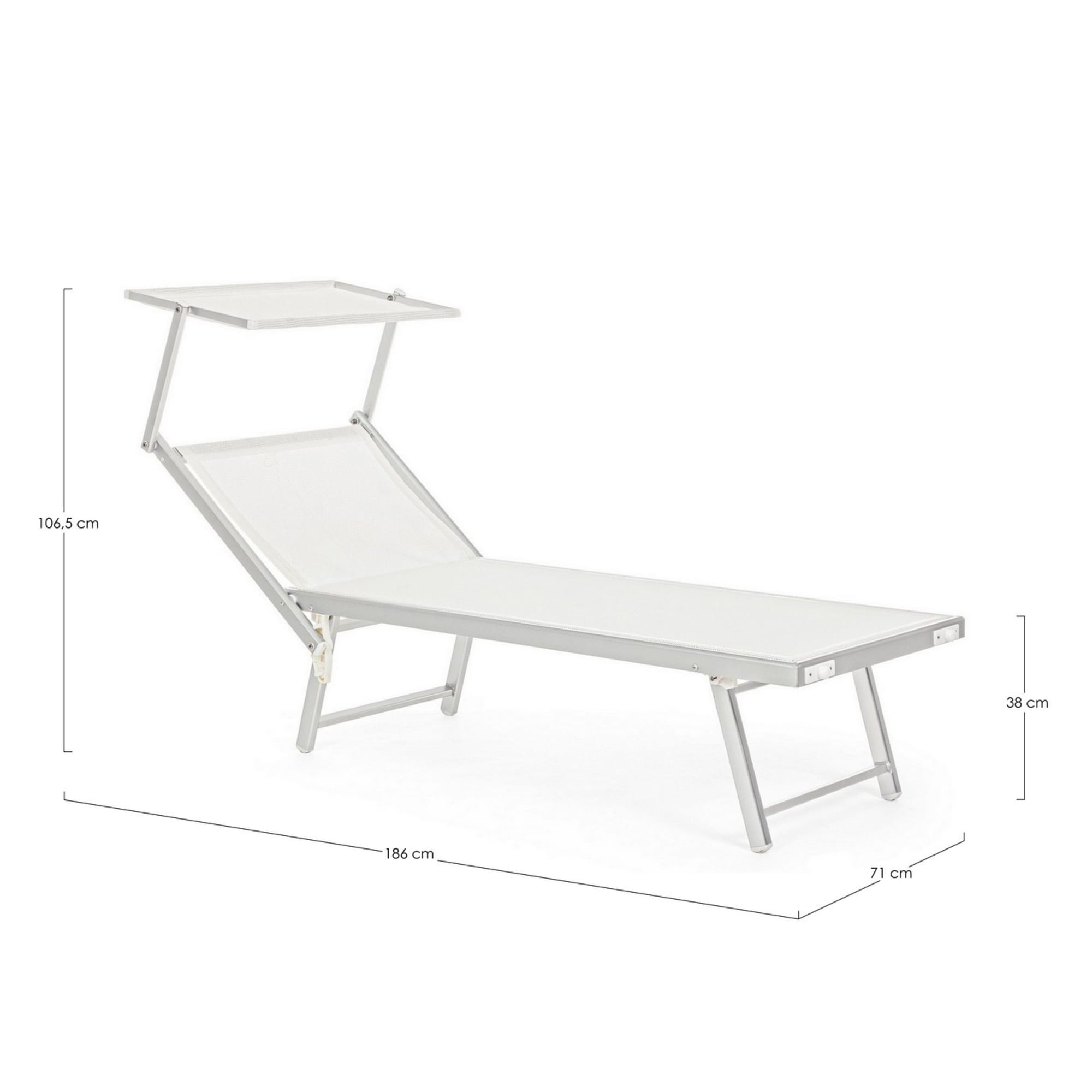 Set di 2 lettini prendisole TURQUETA in alluminio e textilene bianco, pieghevole