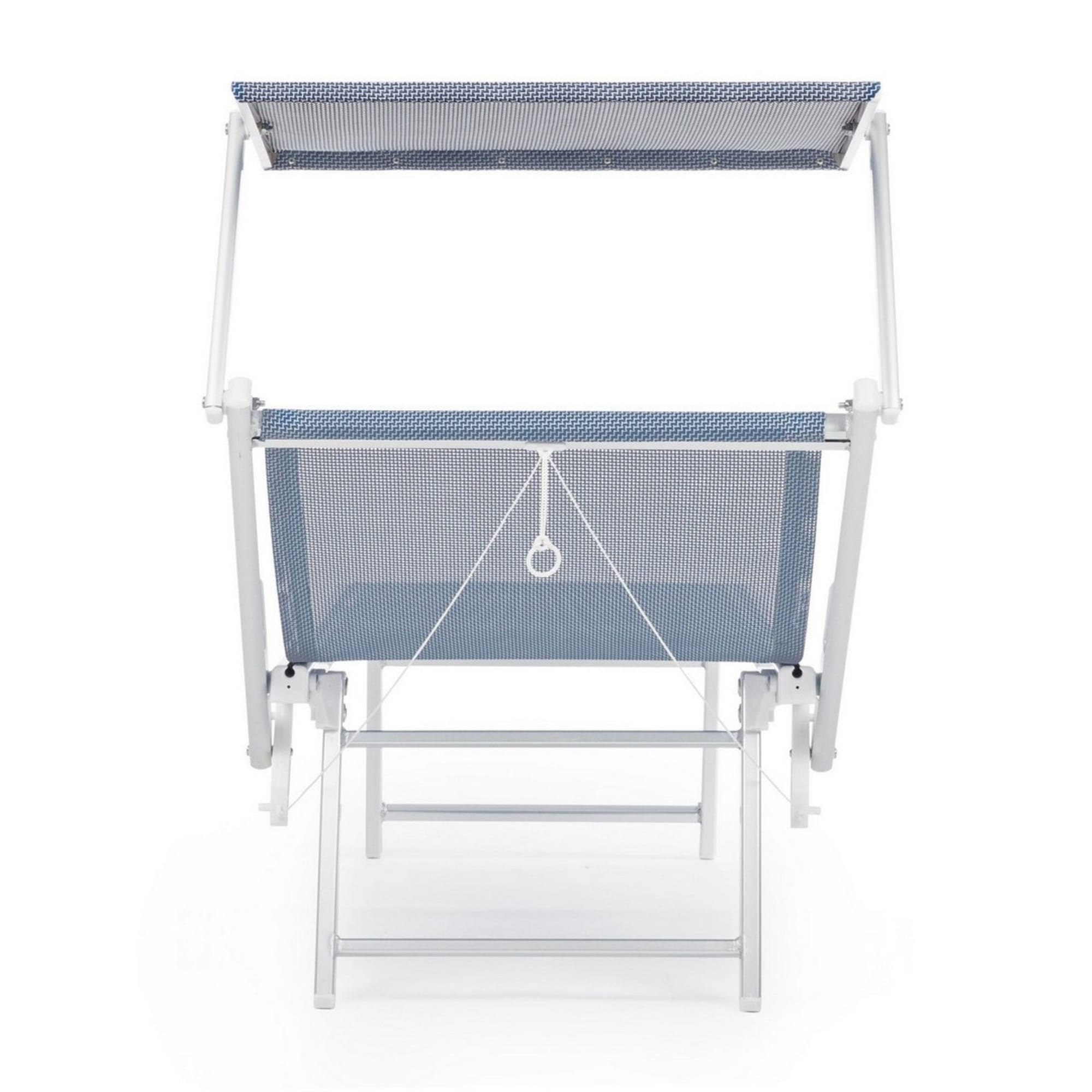 Set di 2 lettini prendisole TURQUETA in alluminio bianco e textilene blu, pieghevole