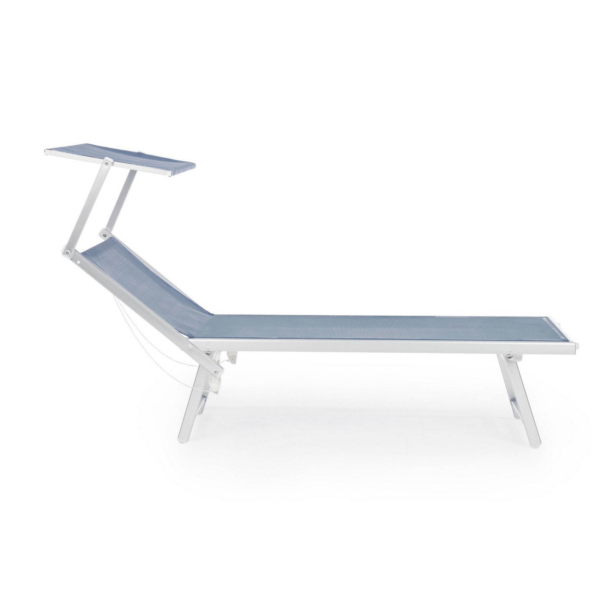 Set di 2 lettini prendisole TURQUETA in alluminio bianco e textilene blu, pieghevole