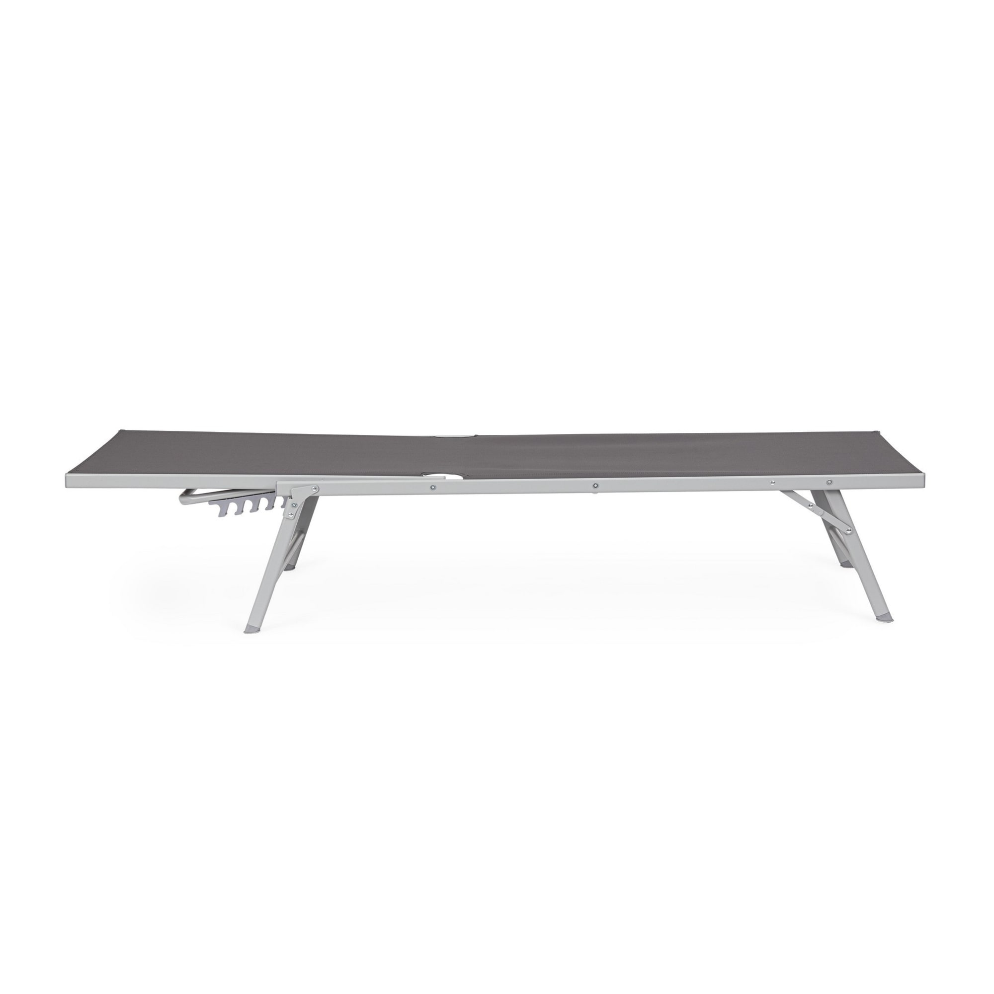 Set di 4 lettini MACARELLA in alluminio grigio e textilene antracite, pieghevoli