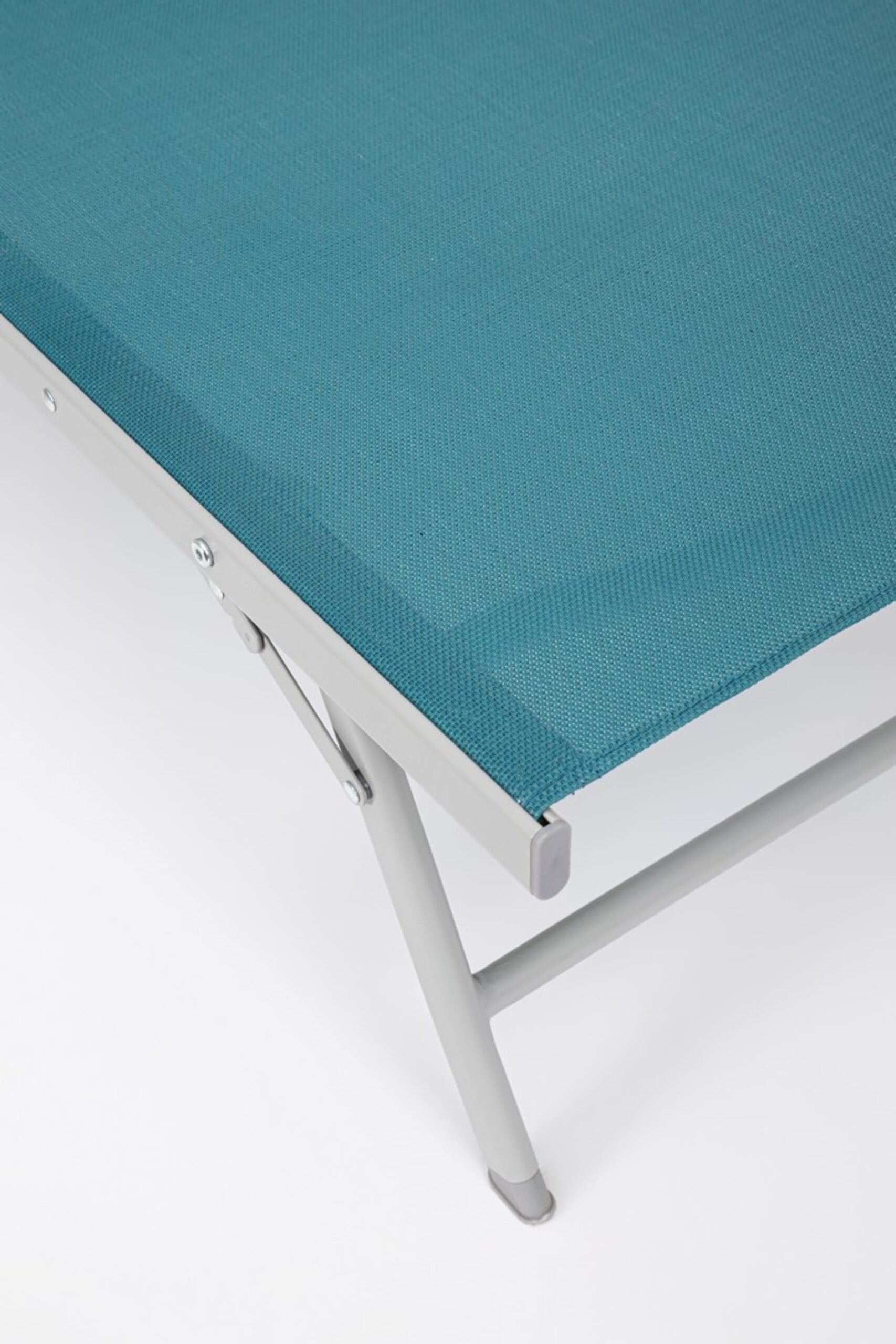 Set di 4 lettini, reclinabili, MACARELLA in alluminio grigio e textilene blu, pieghevoli