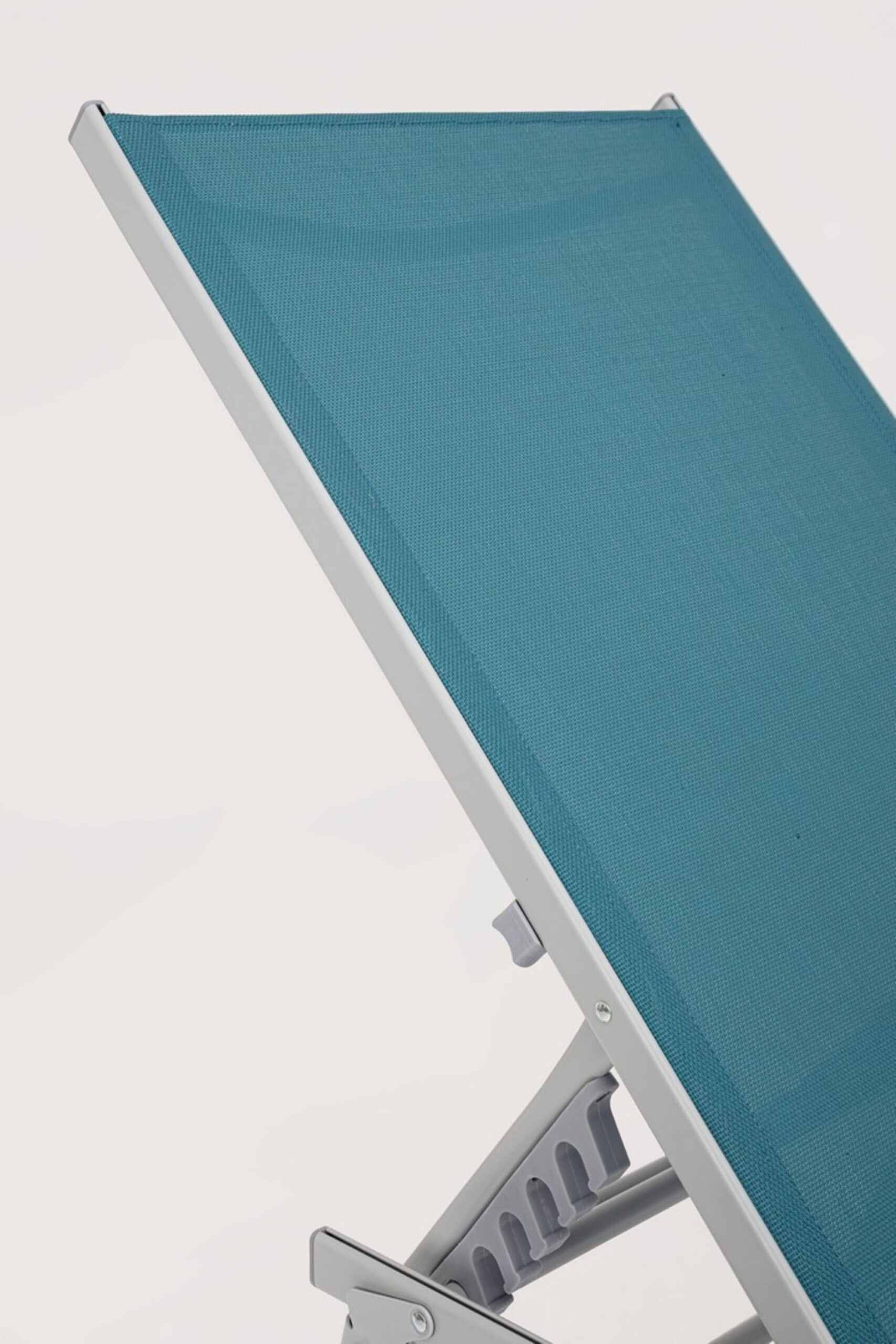 Set di 4 lettini, reclinabili, MACARELLA in alluminio grigio e textilene blu, pieghevoli