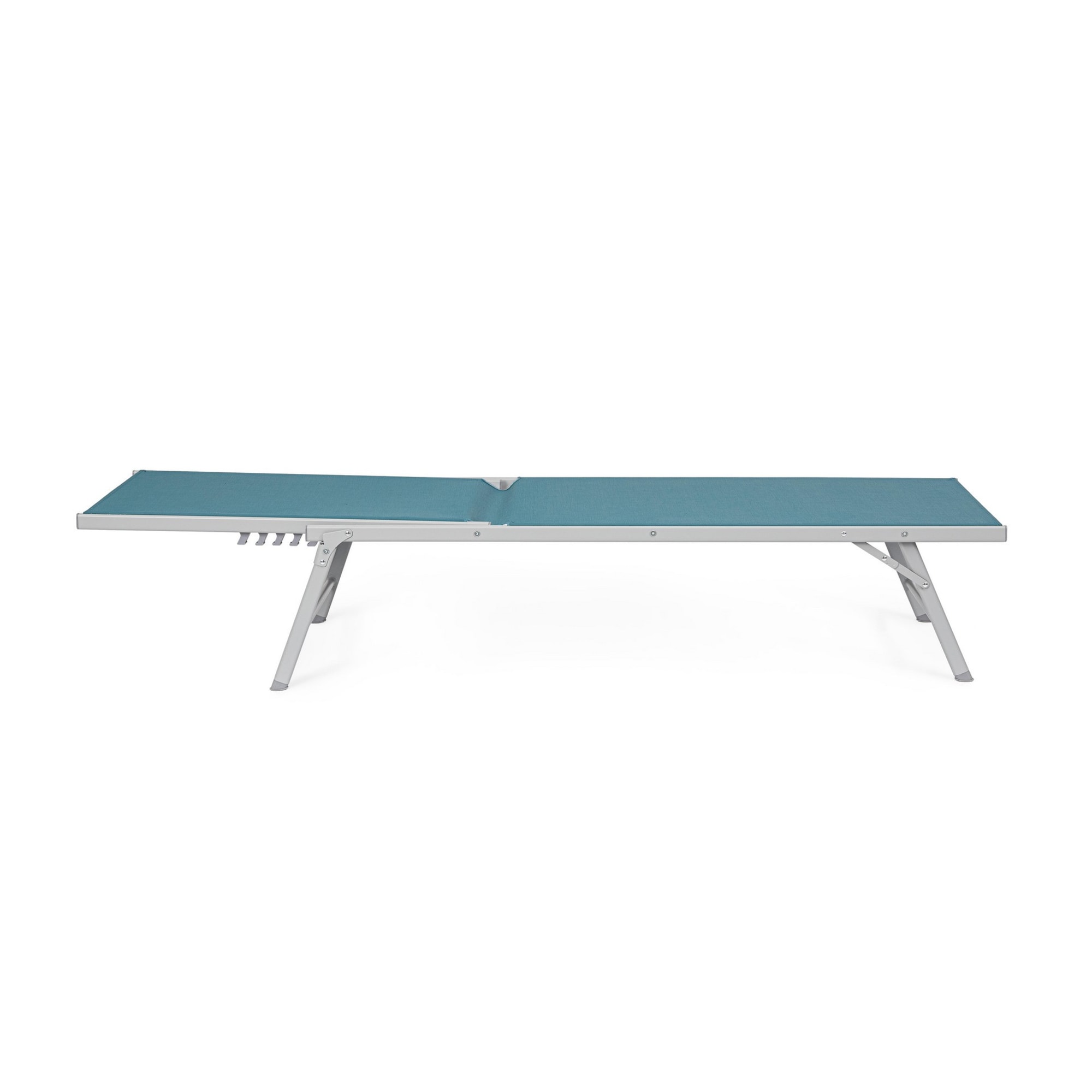 Set di 4 lettini, reclinabili, MACARELLA in alluminio grigio e textilene blu, pieghevoli