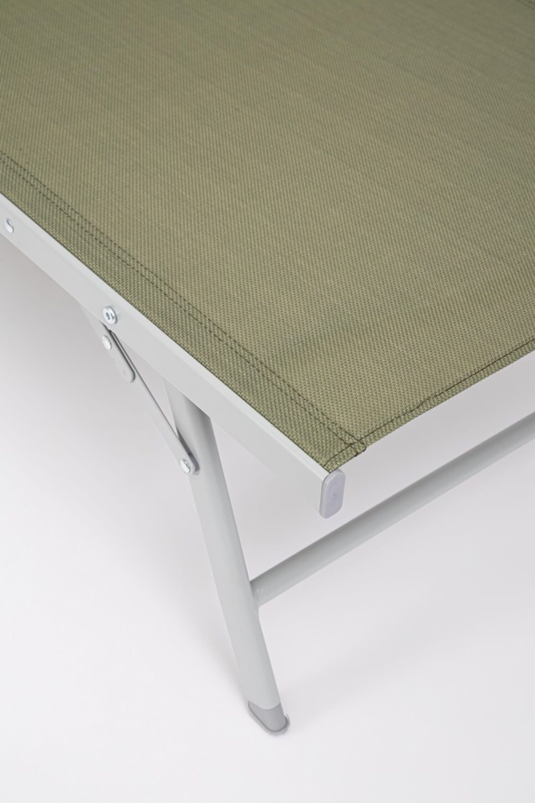 Set di 4 lettini, reclinabili, MACARELLA in alluminio grigio e textilene verde oliva, pieghevoli