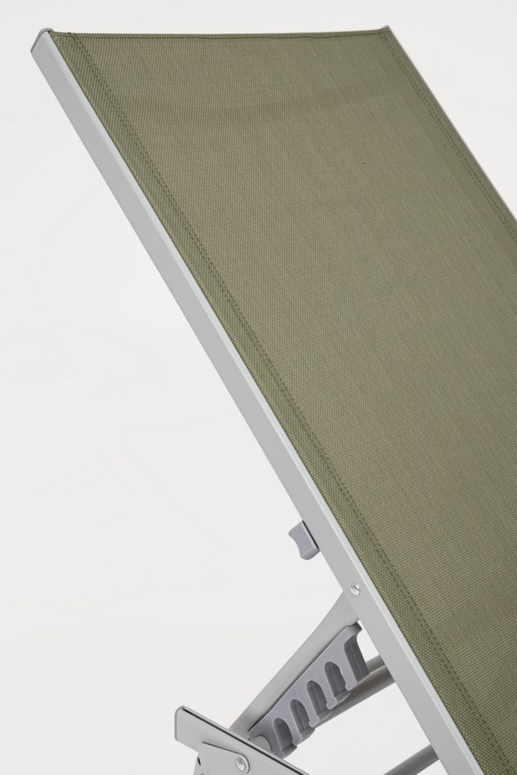 Set di 4 lettini, reclinabili, MACARELLA in alluminio grigio e textilene verde oliva, pieghevoli