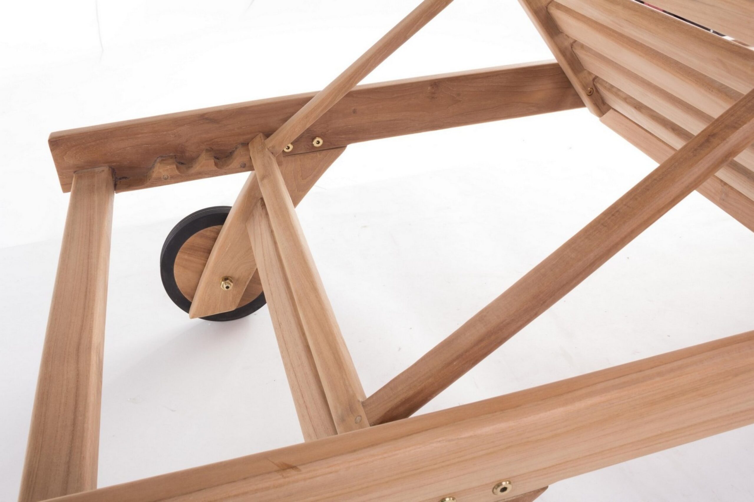 Lettino prendisole GALILEA in legno teak, reclinabile e con ruote