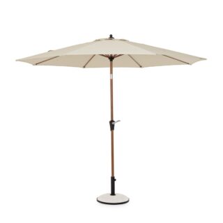 Ombrellone a palo centrale PALINURO in acciaio effetto legno e tessuto beige, 3m