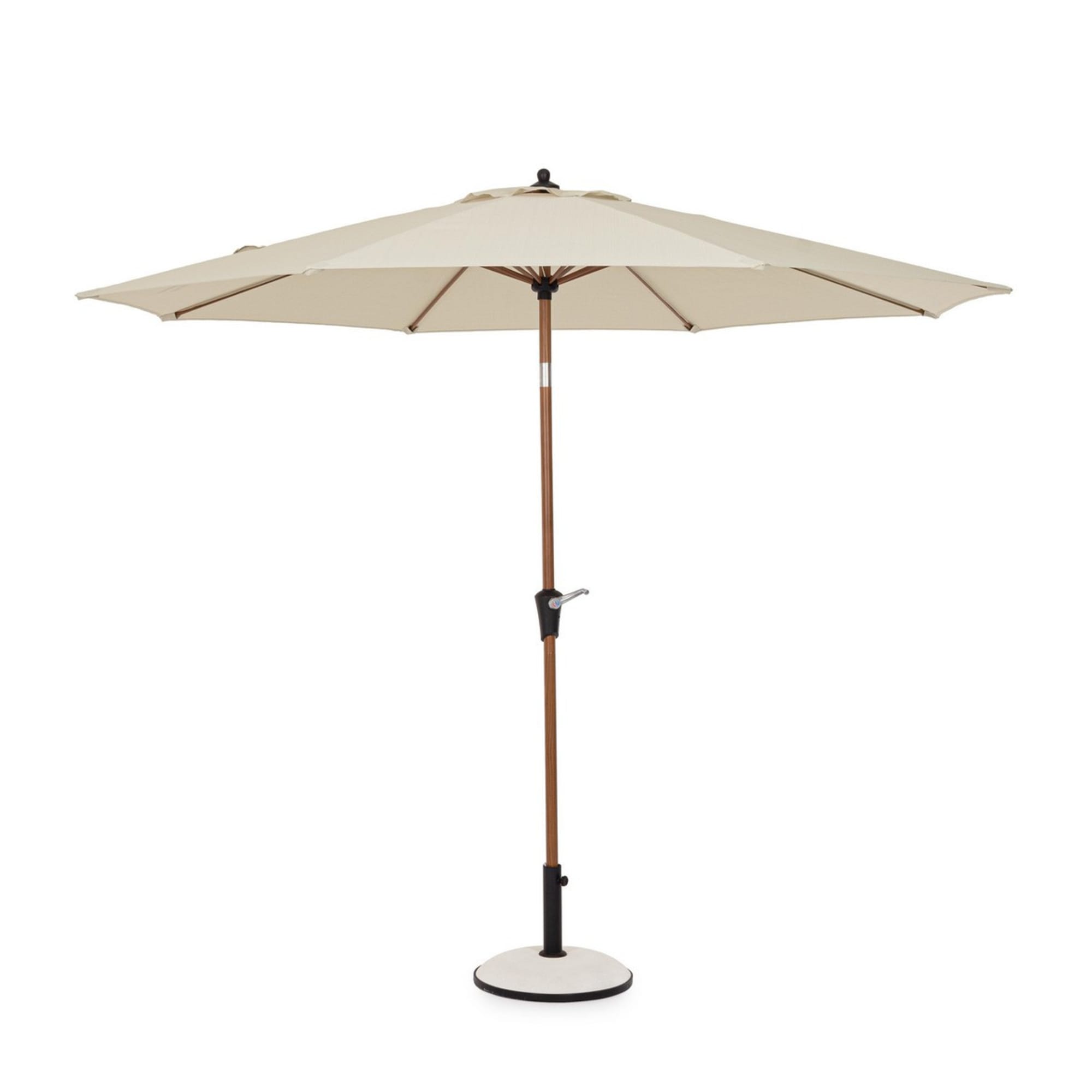Ombrellone a palo centrale PALINURO in acciaio effetto legno e tessuto beige, 3m