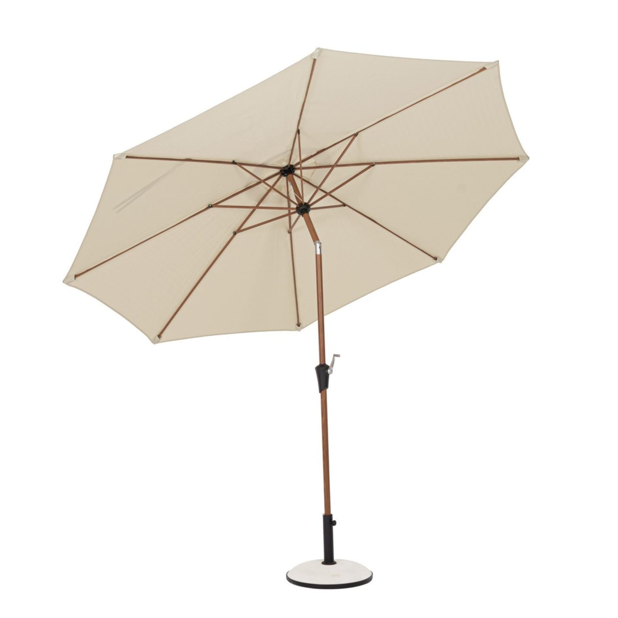 Ombrellone a palo centrale PALINURO in acciaio effetto legno e tessuto beige, 3m