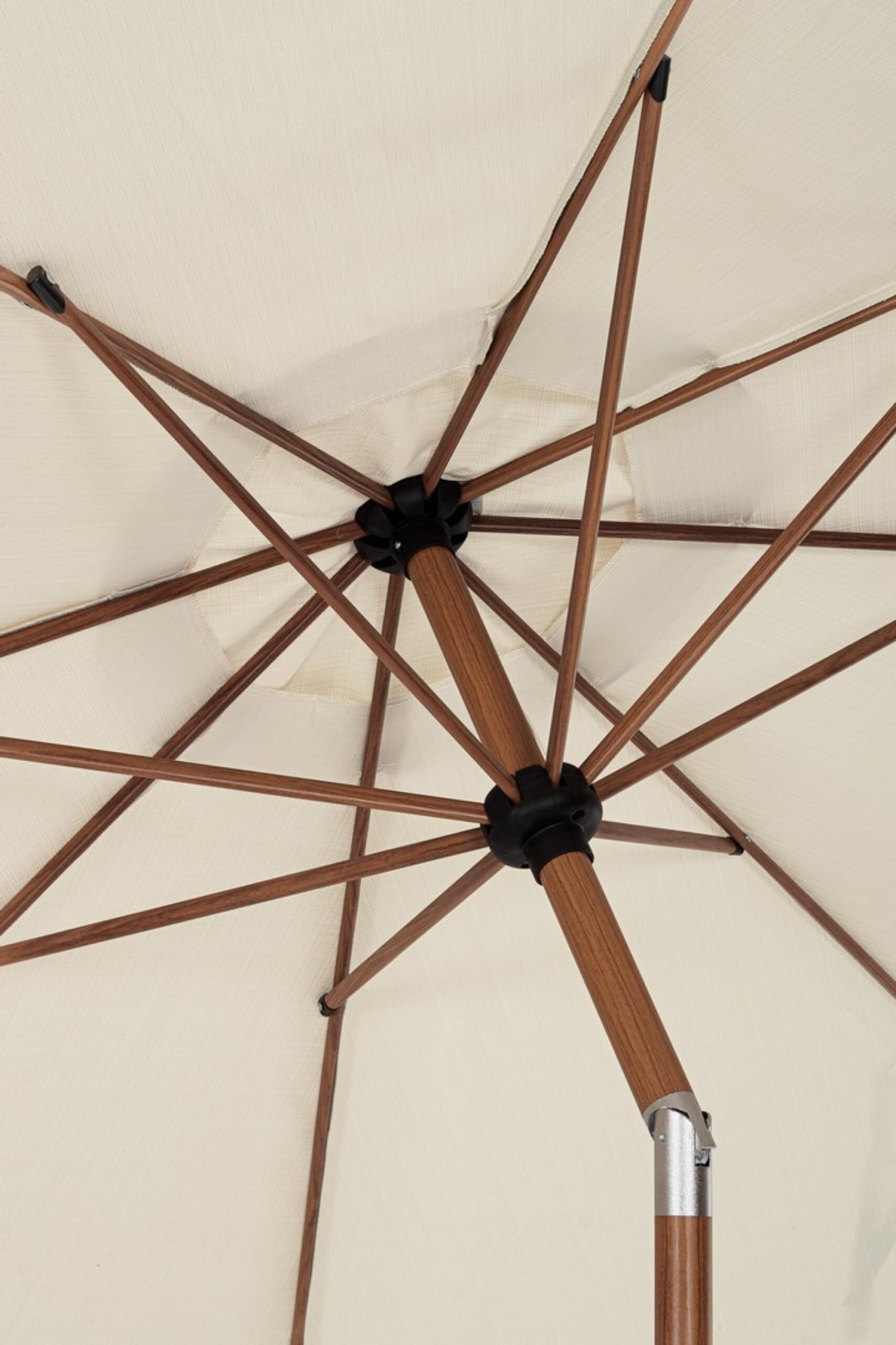 Ombrellone a palo centrale PALINURO in acciaio effetto legno e tessuto beige, 3m