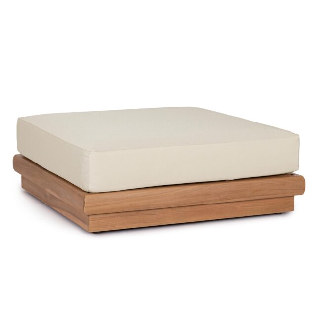 Poggiapiedi di design BILBAO in legno teak e tessuto beige