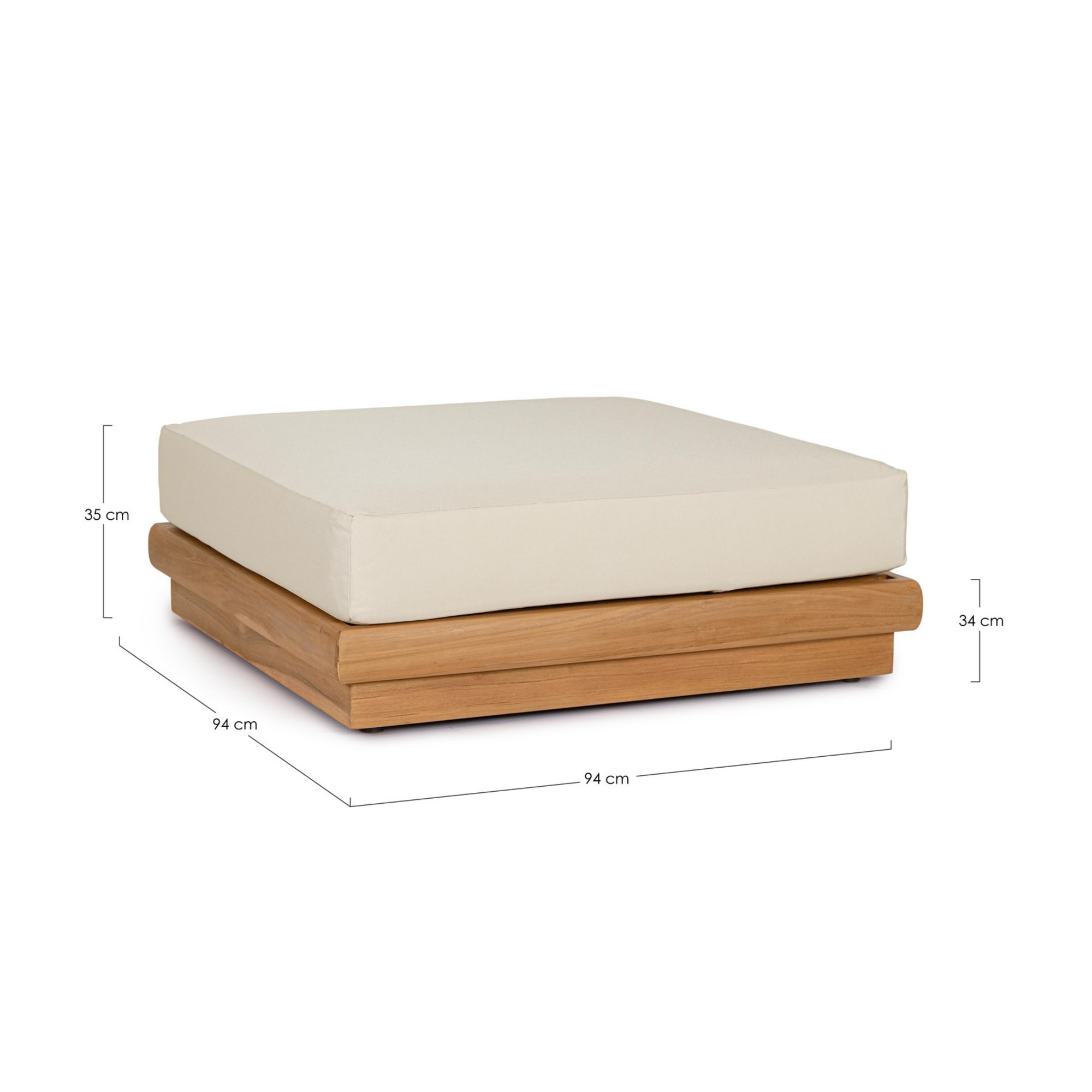 Poggiapiedi di design BILBAO in legno teak e tessuto beige