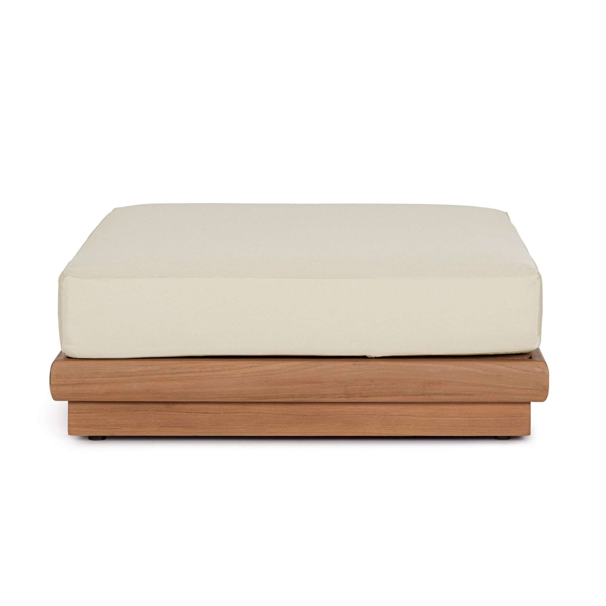 Poggiapiedi di design BILBAO in legno teak e tessuto beige