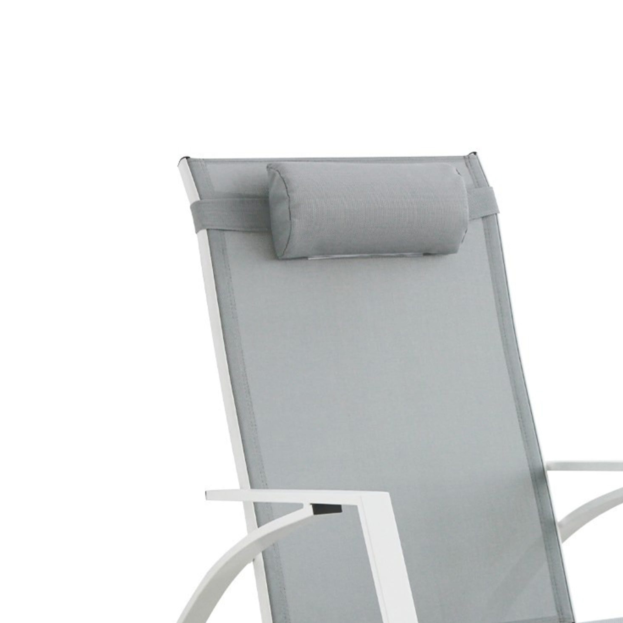 Poltrona dondolo da giardino ERICEIRA in textilene grigio e struttura in acciaio bianco
