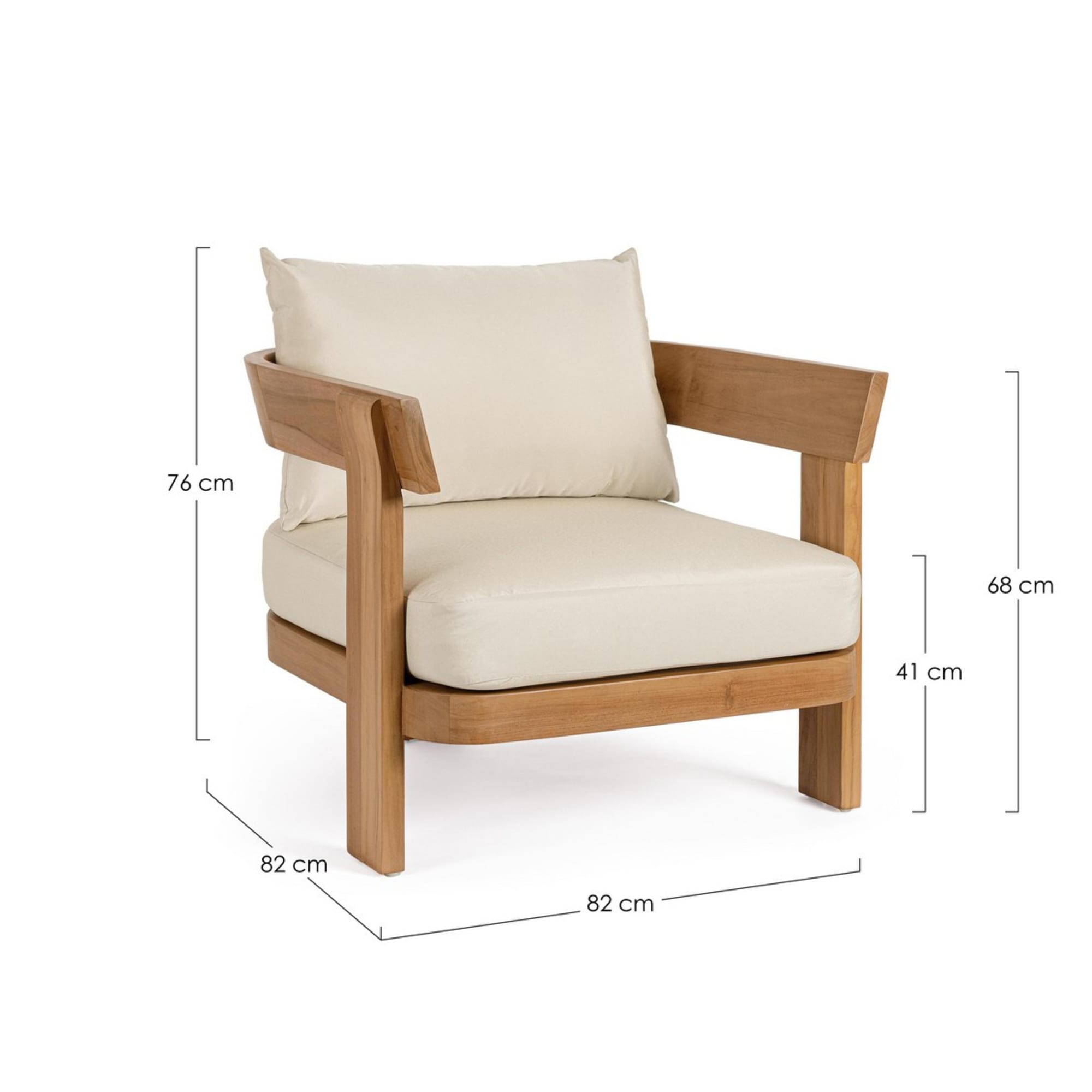 Poltrona in teak NOJA e tessuto beige