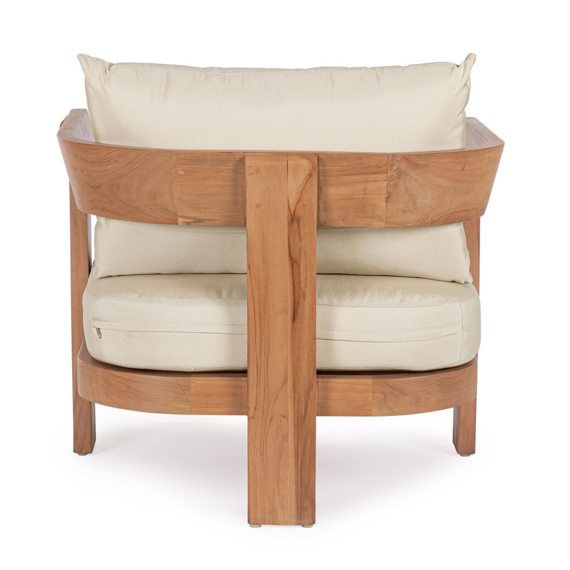 Poltrona in teak NOJA e tessuto beige