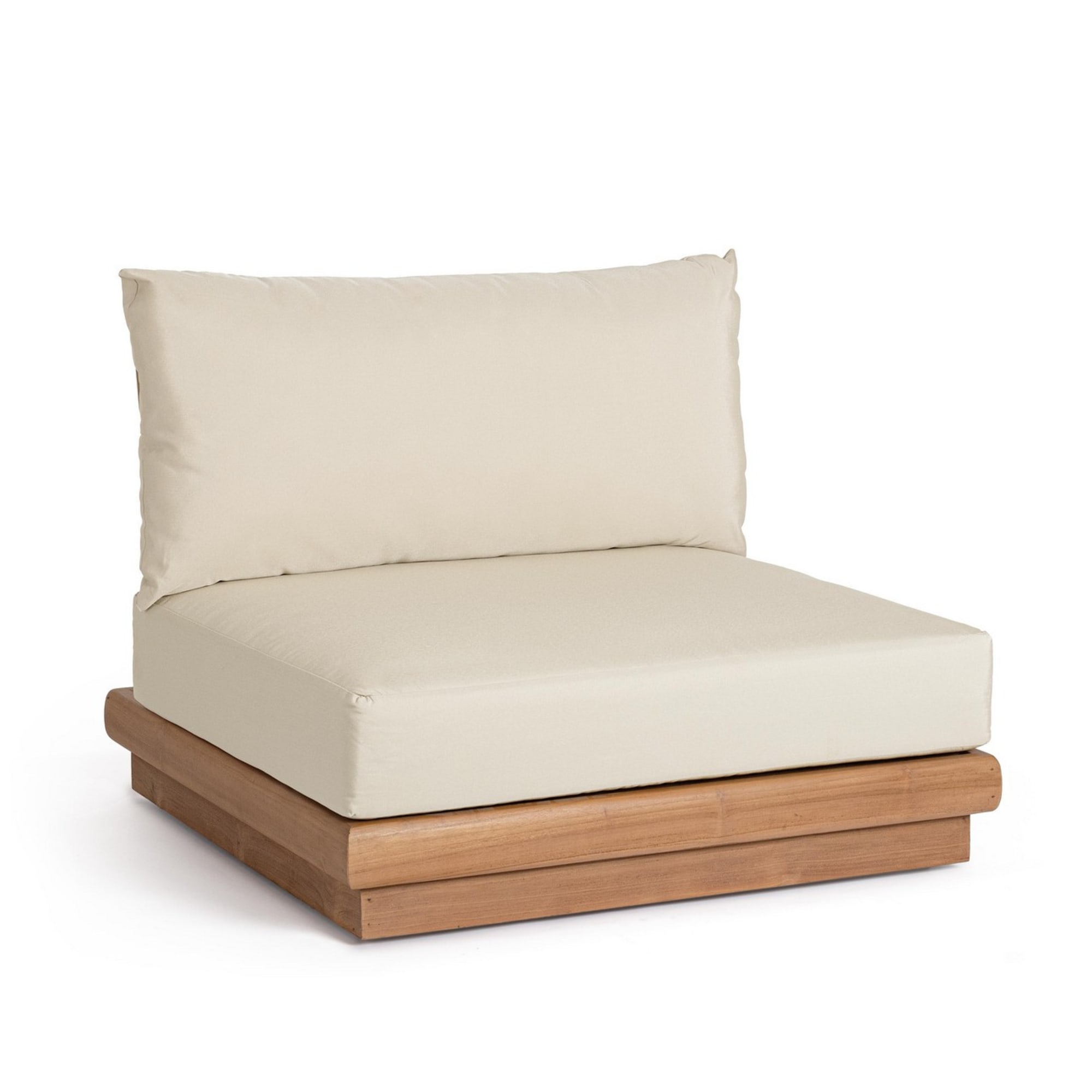 Poltrona BILBAO in legno teak e tessuto beige