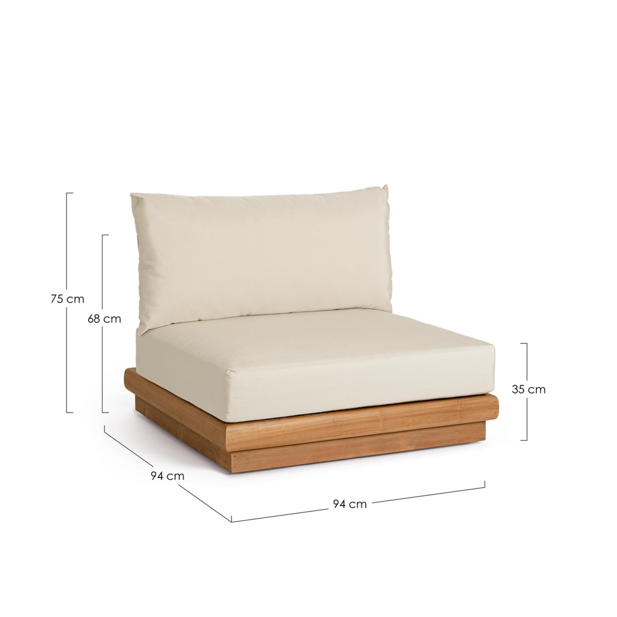 Poltrona BILBAO in legno teak e tessuto beige