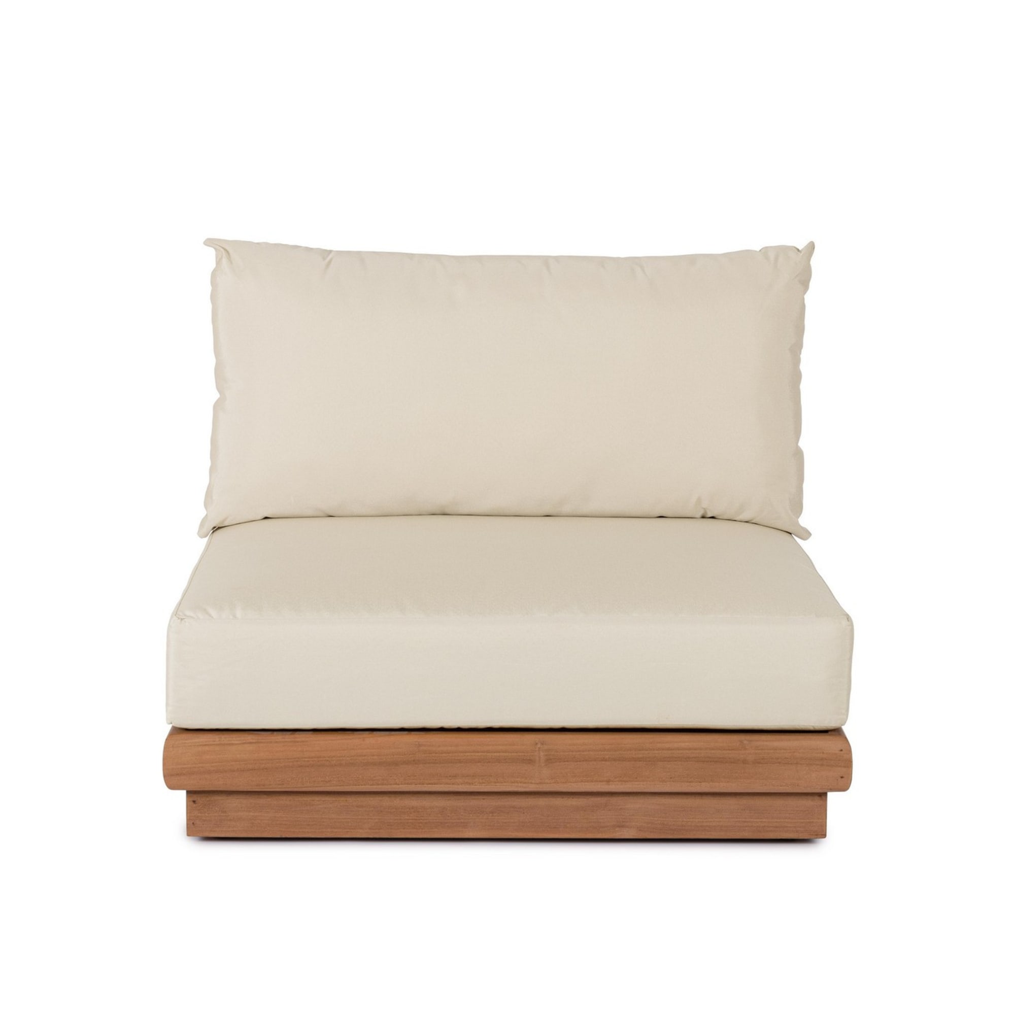 Poltrona BILBAO in legno teak e tessuto beige