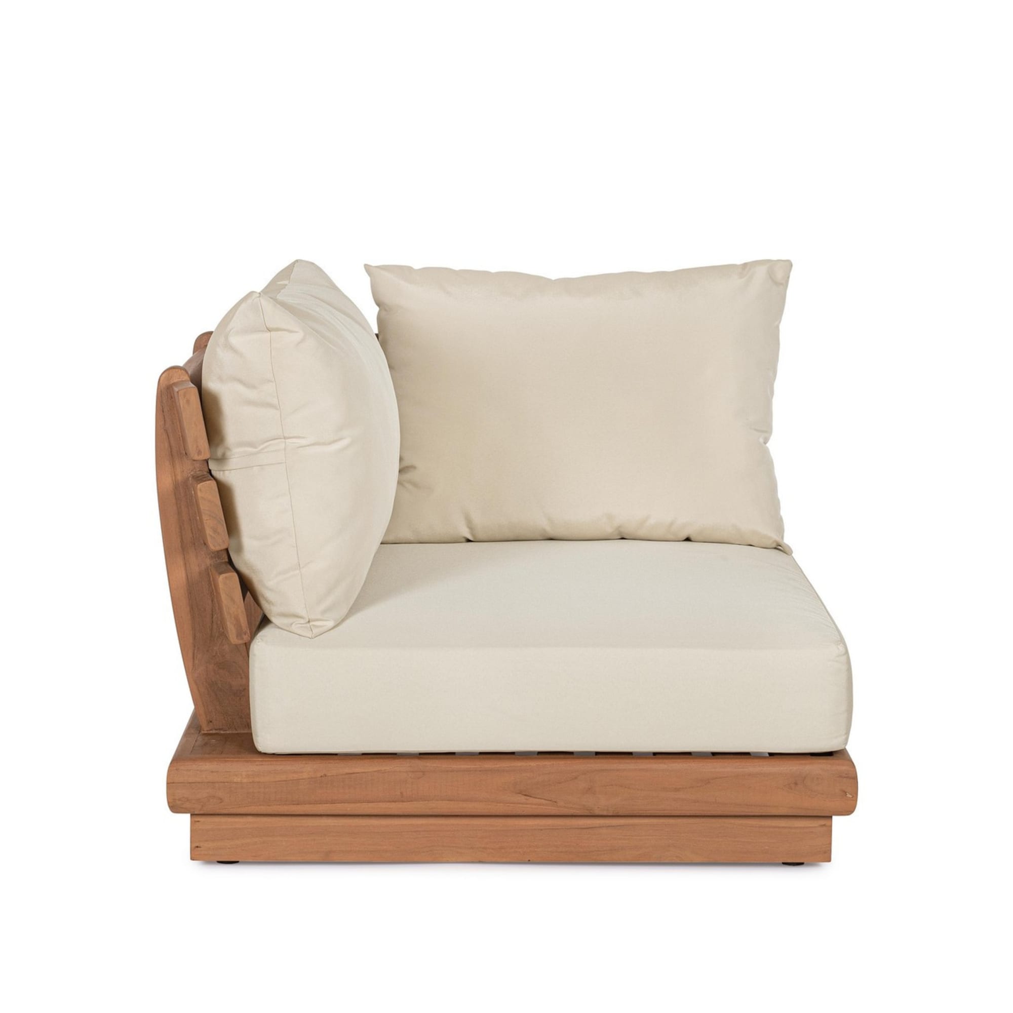 Poltrona angolare BILBAO in legno teak e tessuto beige