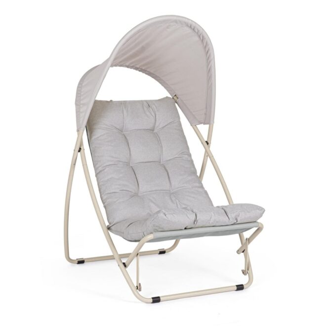 Poltrona lounge DEIA in acciaio beige e textilene tortora