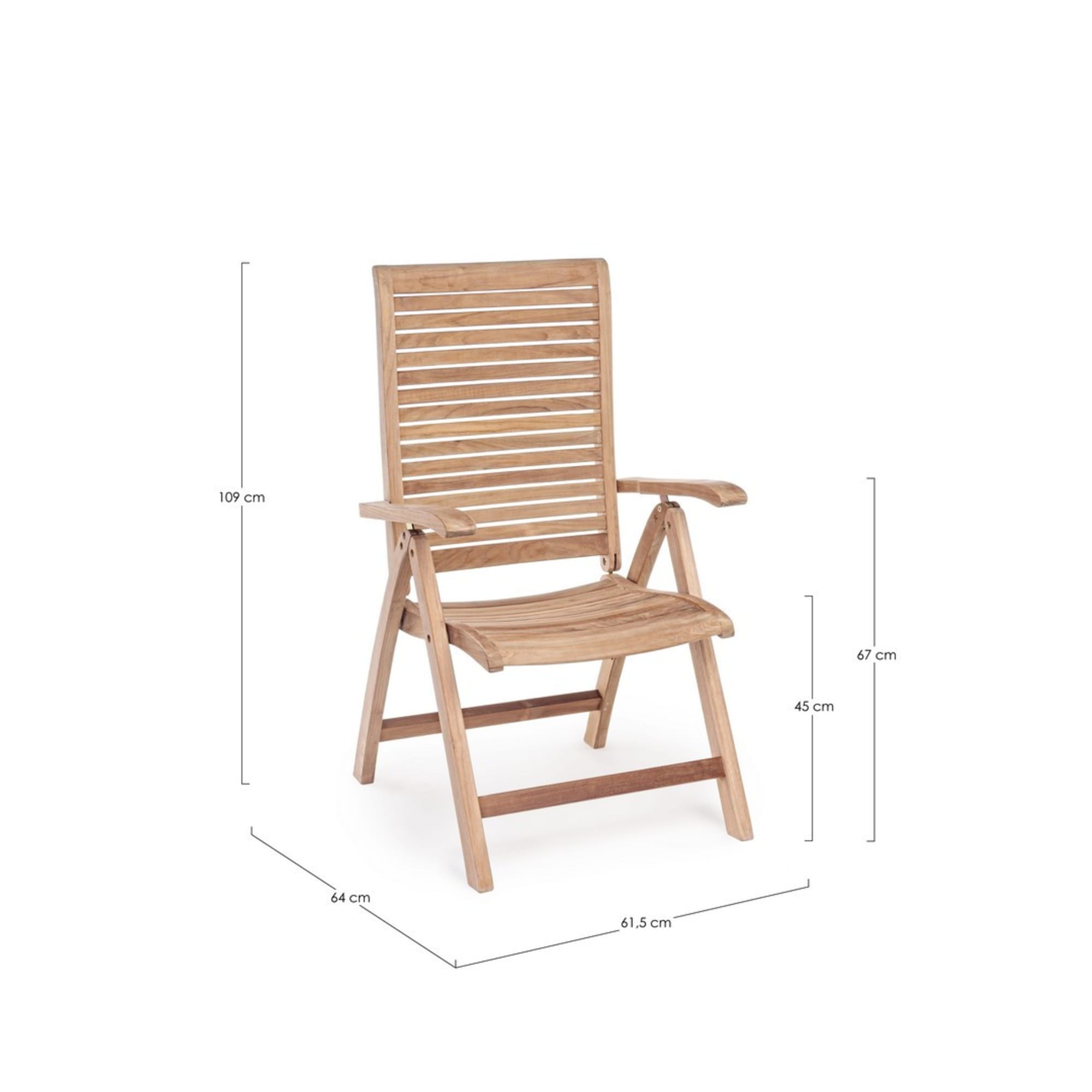 Poltrona reclinabile GALILEA in legno teak, pieghevole