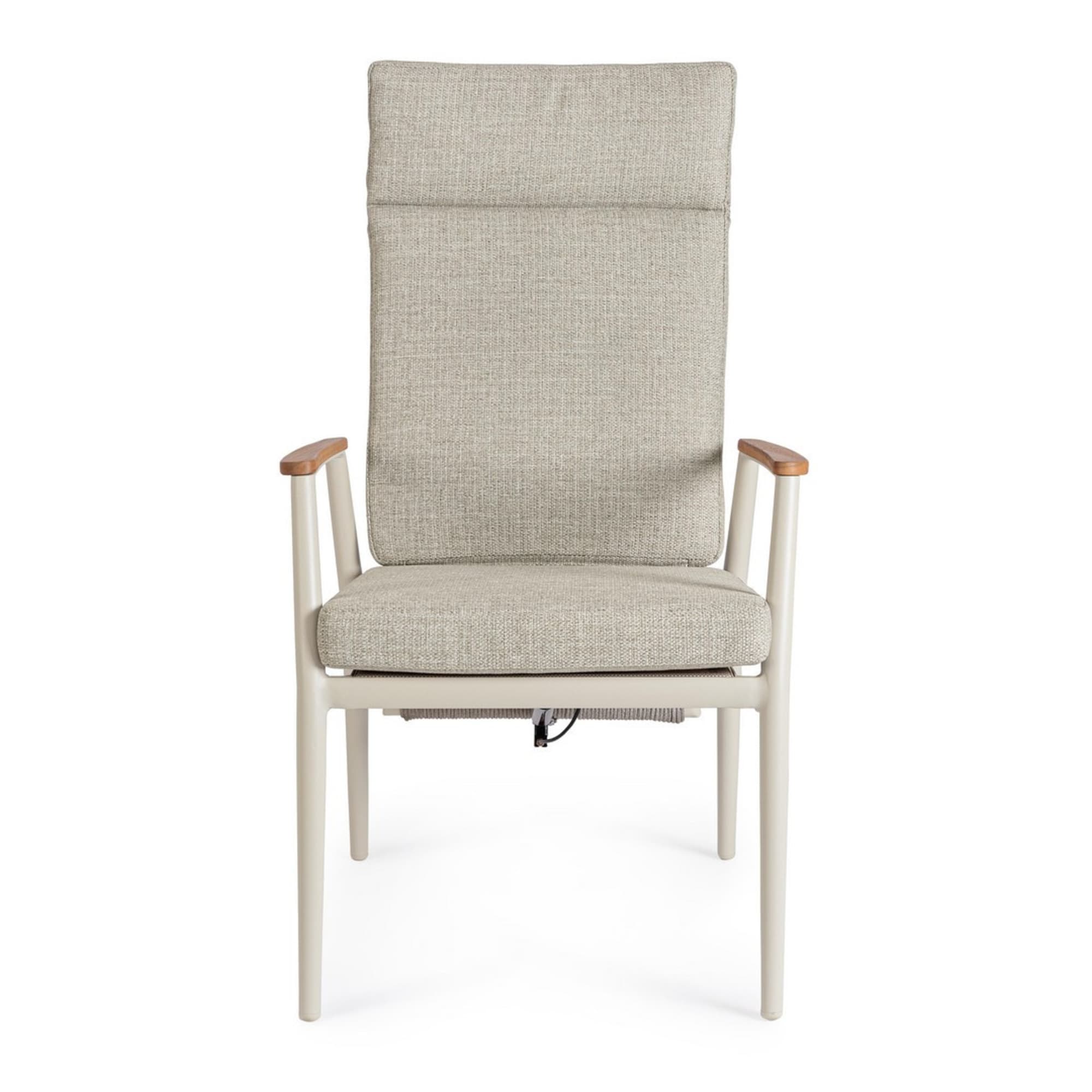 Set 2 poltrone reclinabili da giardino TOMAR in textilene con intreccio in corda, cuscini e struttura beige