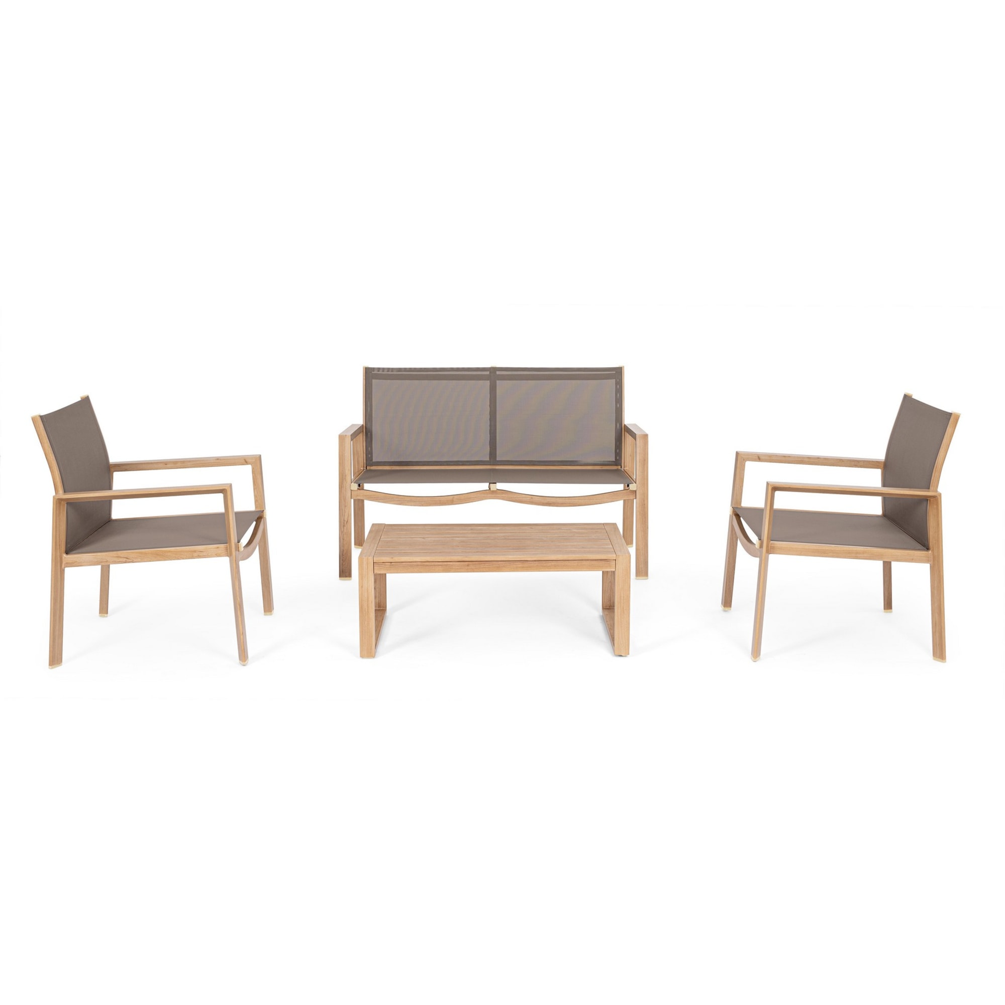 Set salotto da giardino GRANADA in textilene tortora e struttura in alluminio finitura naturale, 4 pezzi