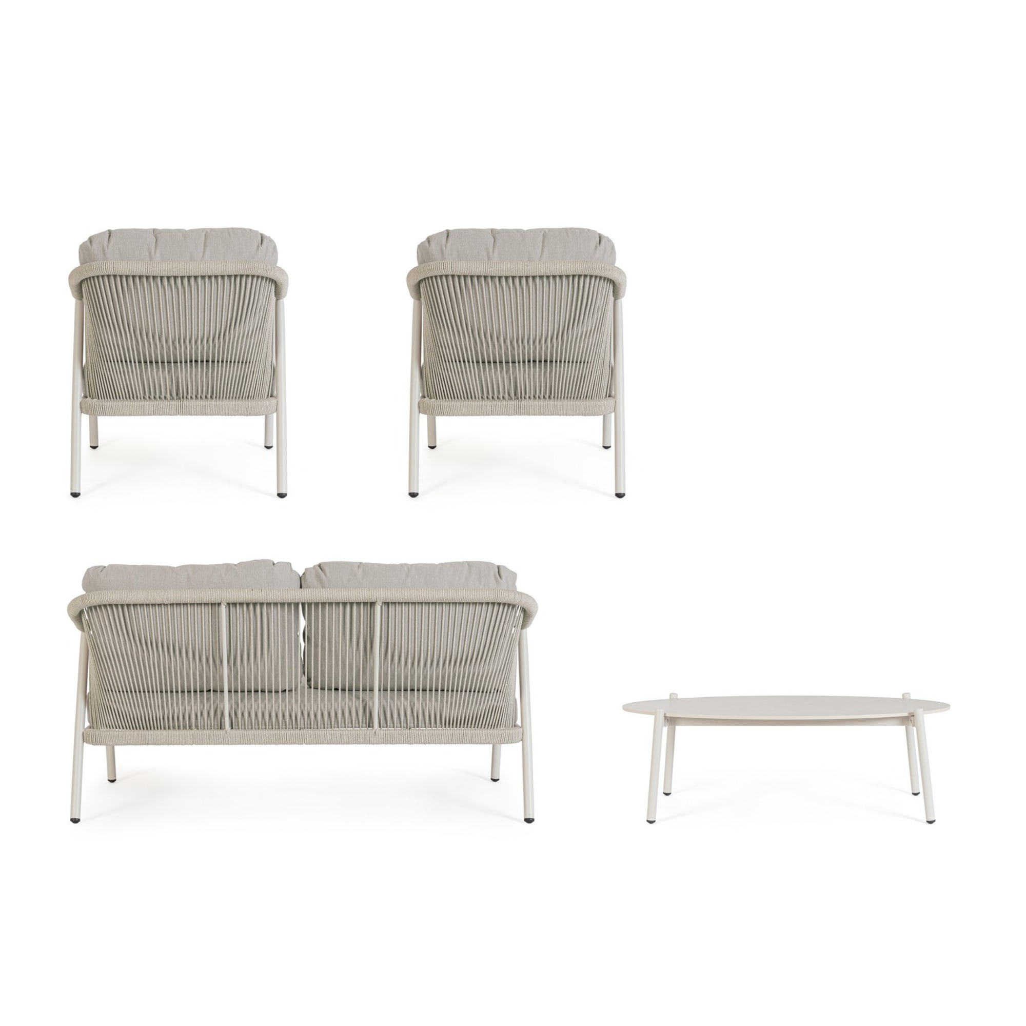 Set salotto VEJER in alluminio beige e tessuto tortora