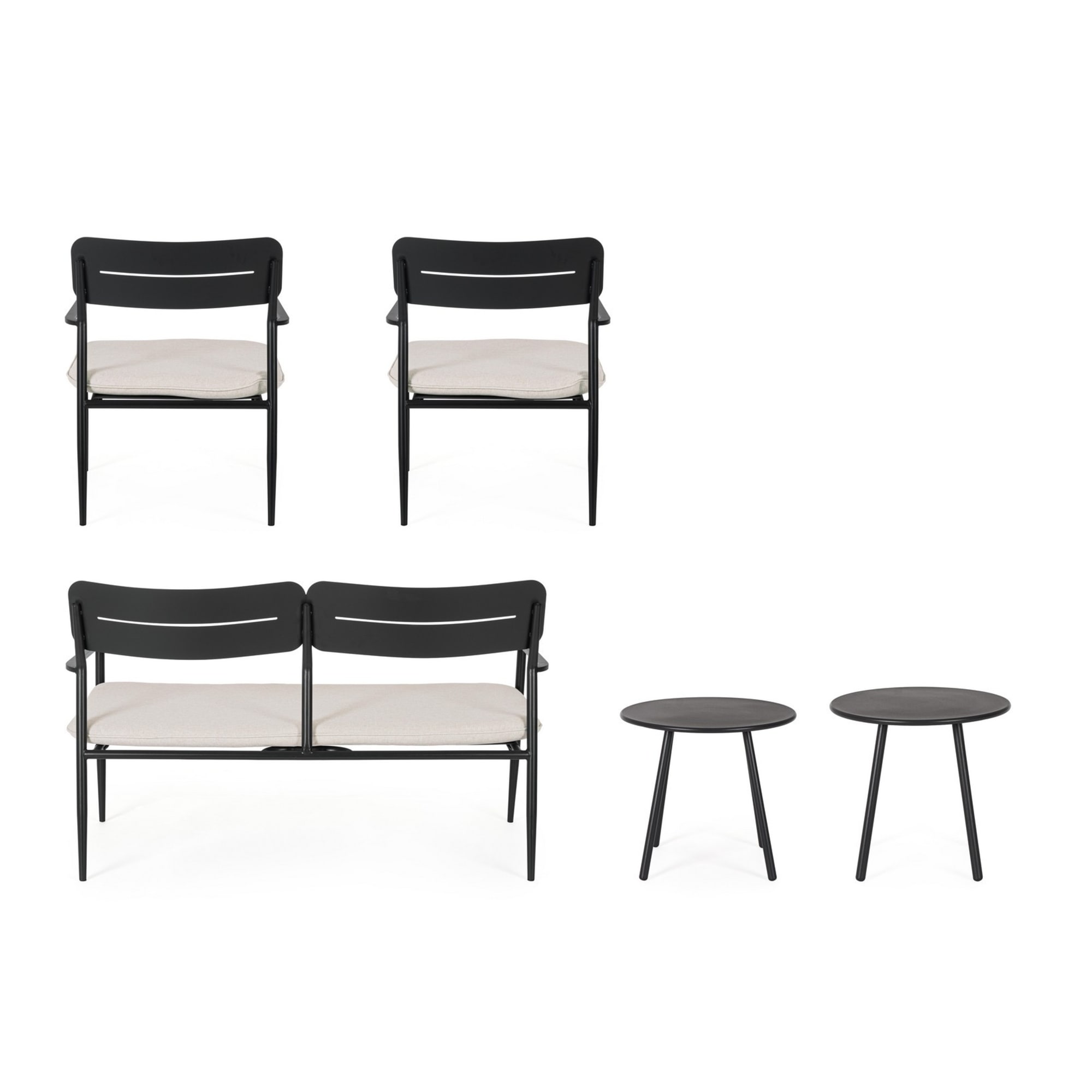 Set salotto MOSCARI in acciaio antracite e tessuto beige