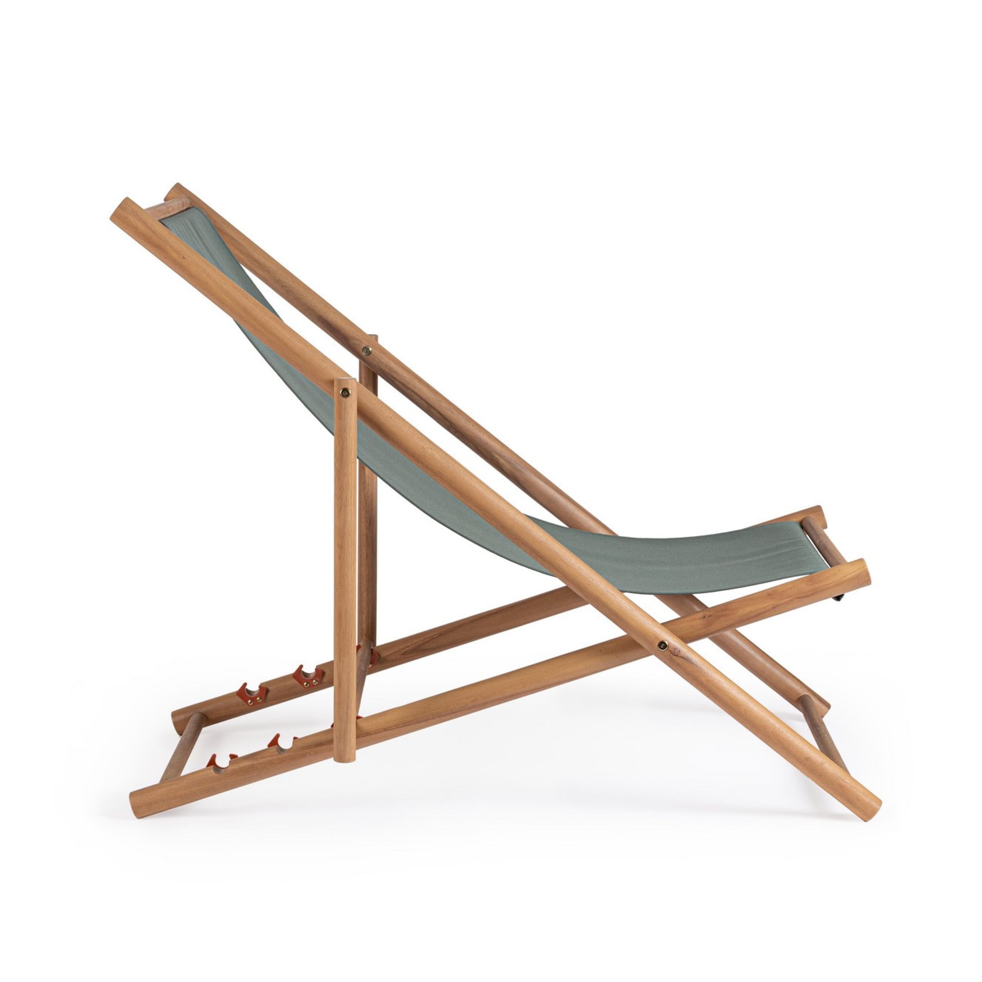 Set di 4 MONSARAZ in legno di acacia e tessuto verde