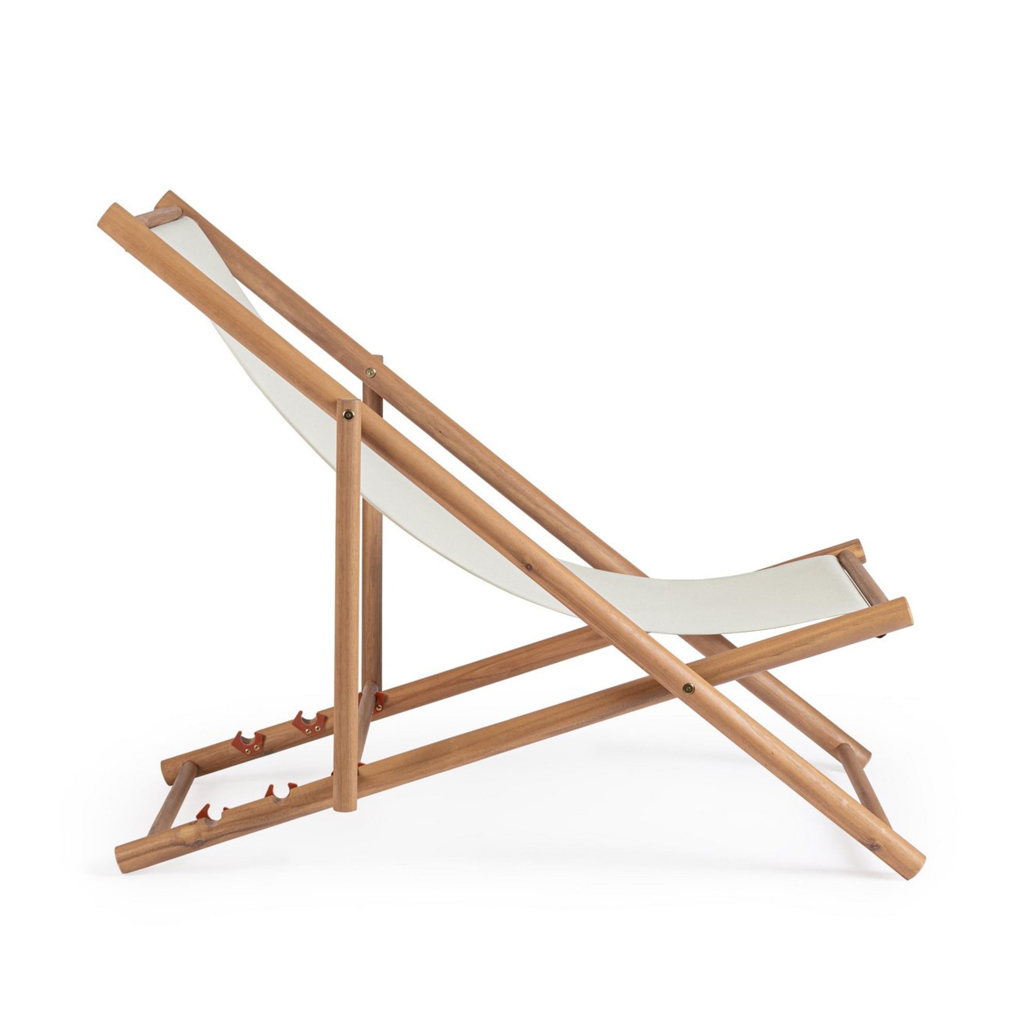 Set di 4 sdraio MONSARAZ in legno di acacia e tessuto bianco