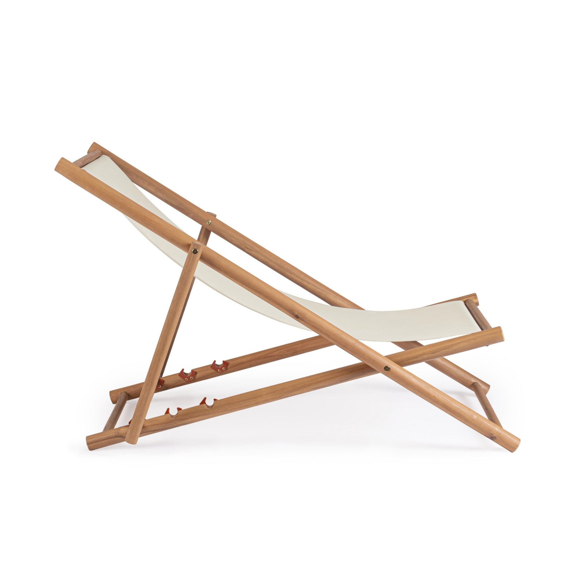 Set di 4 sdraio MONSARAZ in legno di acacia e tessuto bianco
