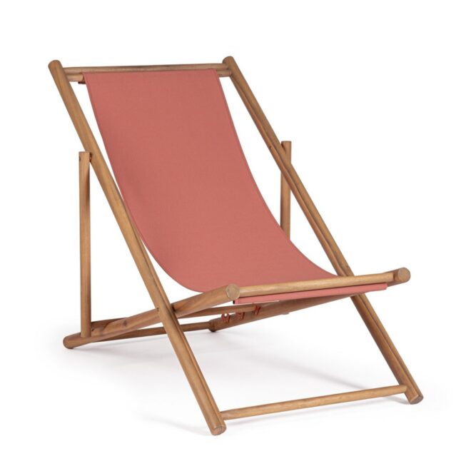 Set di 4 sdraio MONSARAZ in legno di acacia e tessuto terracotta