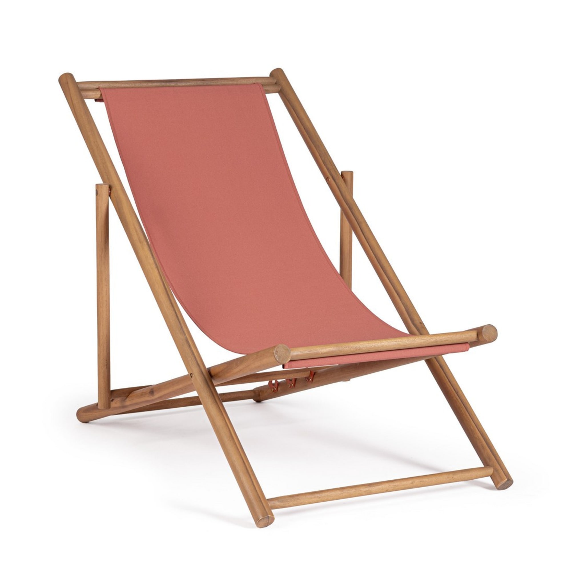 Set di 4 sdraio MONSARAZ in legno di acacia e tessuto terracotta