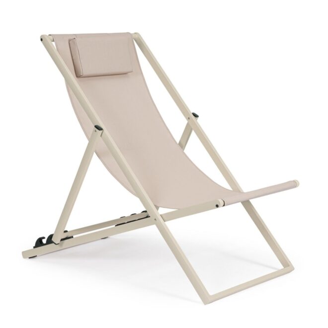 Set 4 sdraio da giardino TAYLOR in textilene e struttura in alluminio beige