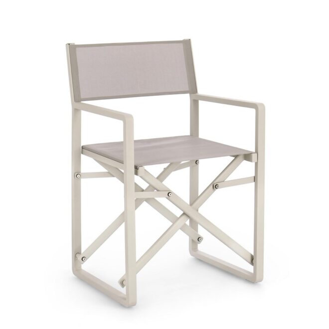 Set di sedie regista da giardino KONNOR in textilene tortora e struttura in alluminio beige