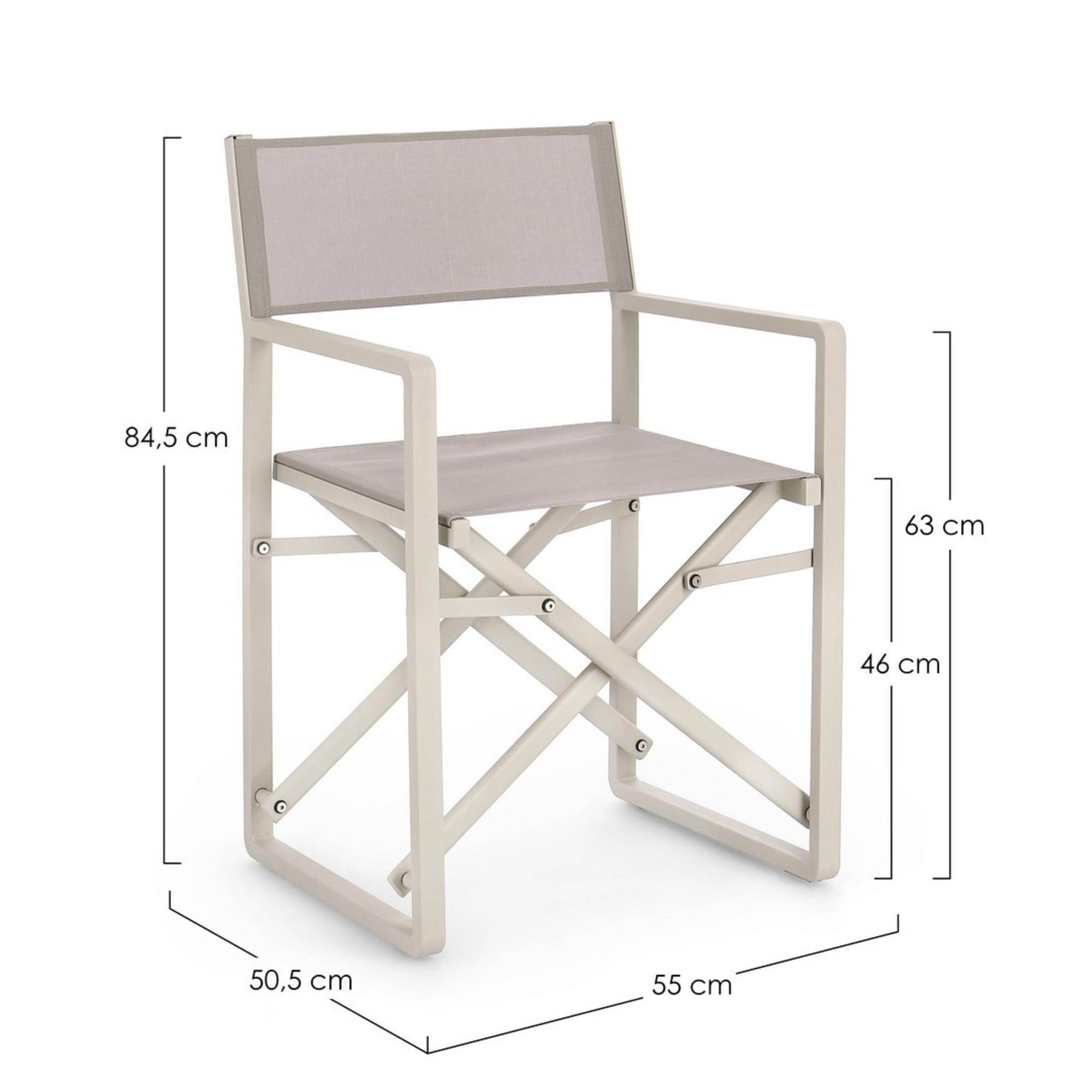 Set di sedie regista da giardino KONNOR in textilene tortora e struttura in alluminio beige