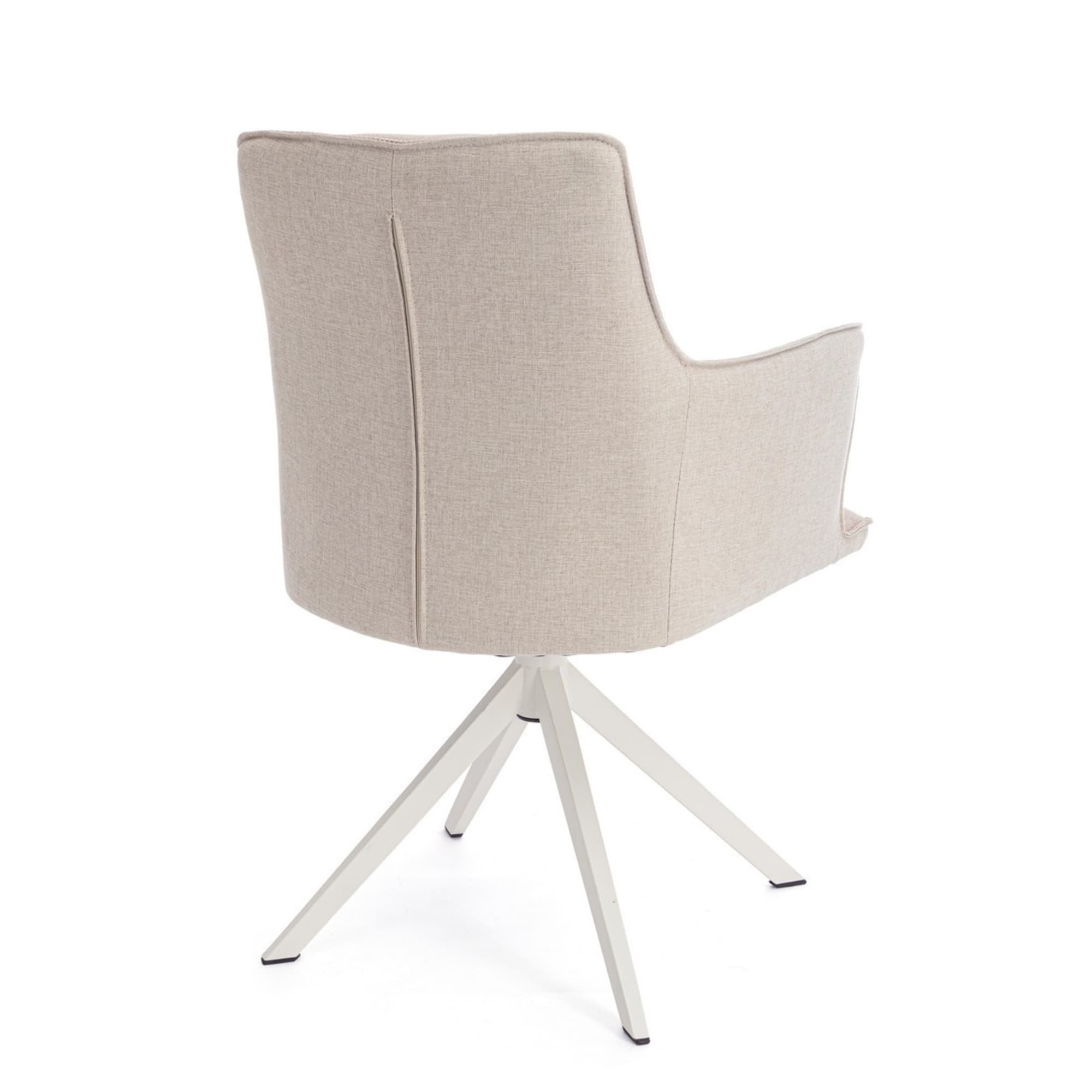 Set di 2 sedie girevoli GOUVEIA in alluminio bianco e tessuto beige, con braccioli